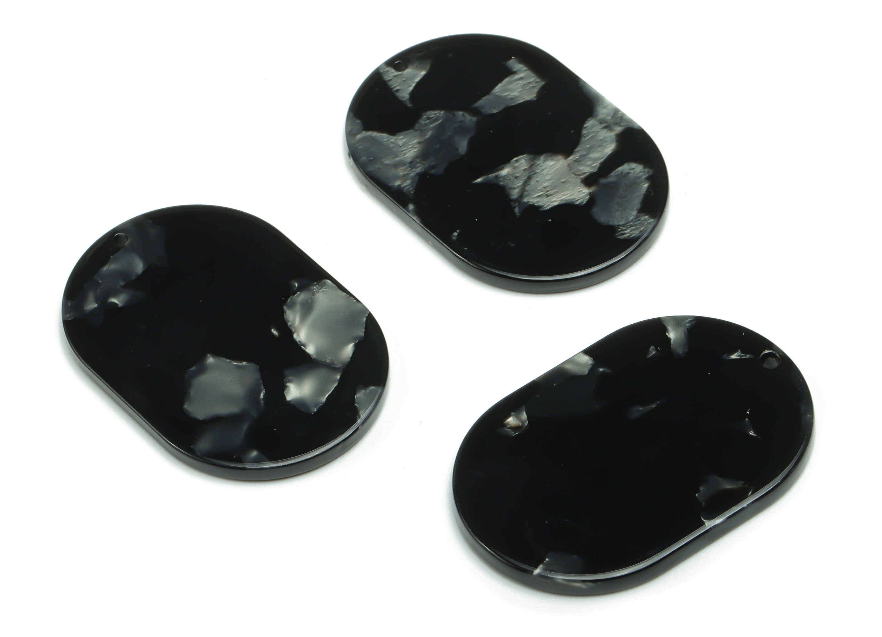 Acetate Oval Earring Charms - Acetate Oval Pendant - Jewelry Making Supplies - Color Code: A753 - 40.01x27.06x2.53mm - AC2371-A753 - DOMEDBAZAAR