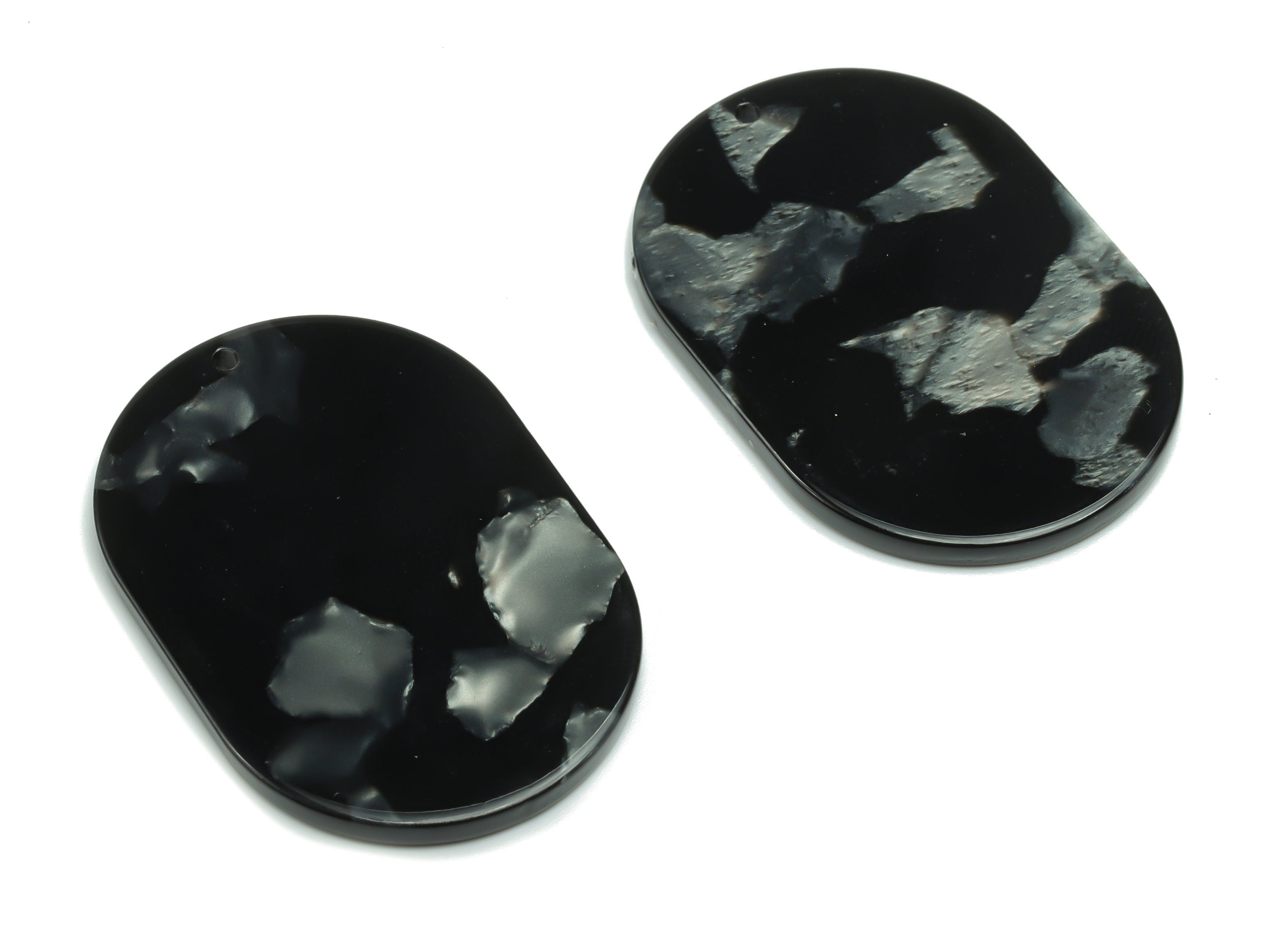 Acetate Oval Earring Charms - Acetate Oval Pendant - Jewelry Making Supplies - Color Code: A753 - 40.01x27.06x2.53mm - AC2371-A753 - DOMEDBAZAAR