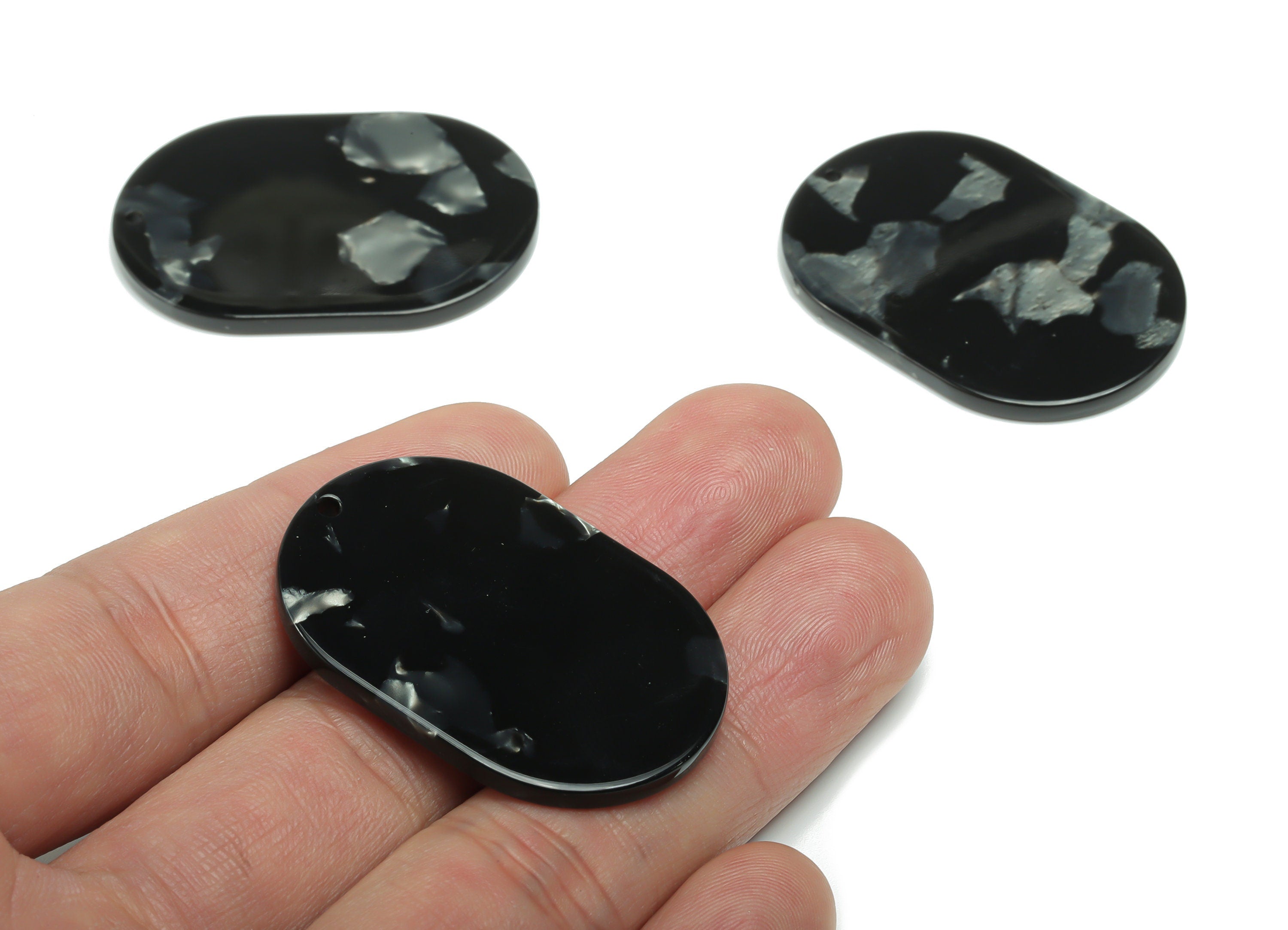 Acetate Oval Earring Charms - Acetate Oval Pendant - Jewelry Making Supplies - Color Code: A753 - 40.01x27.06x2.53mm - AC2371-A753 - DOMEDBAZAAR