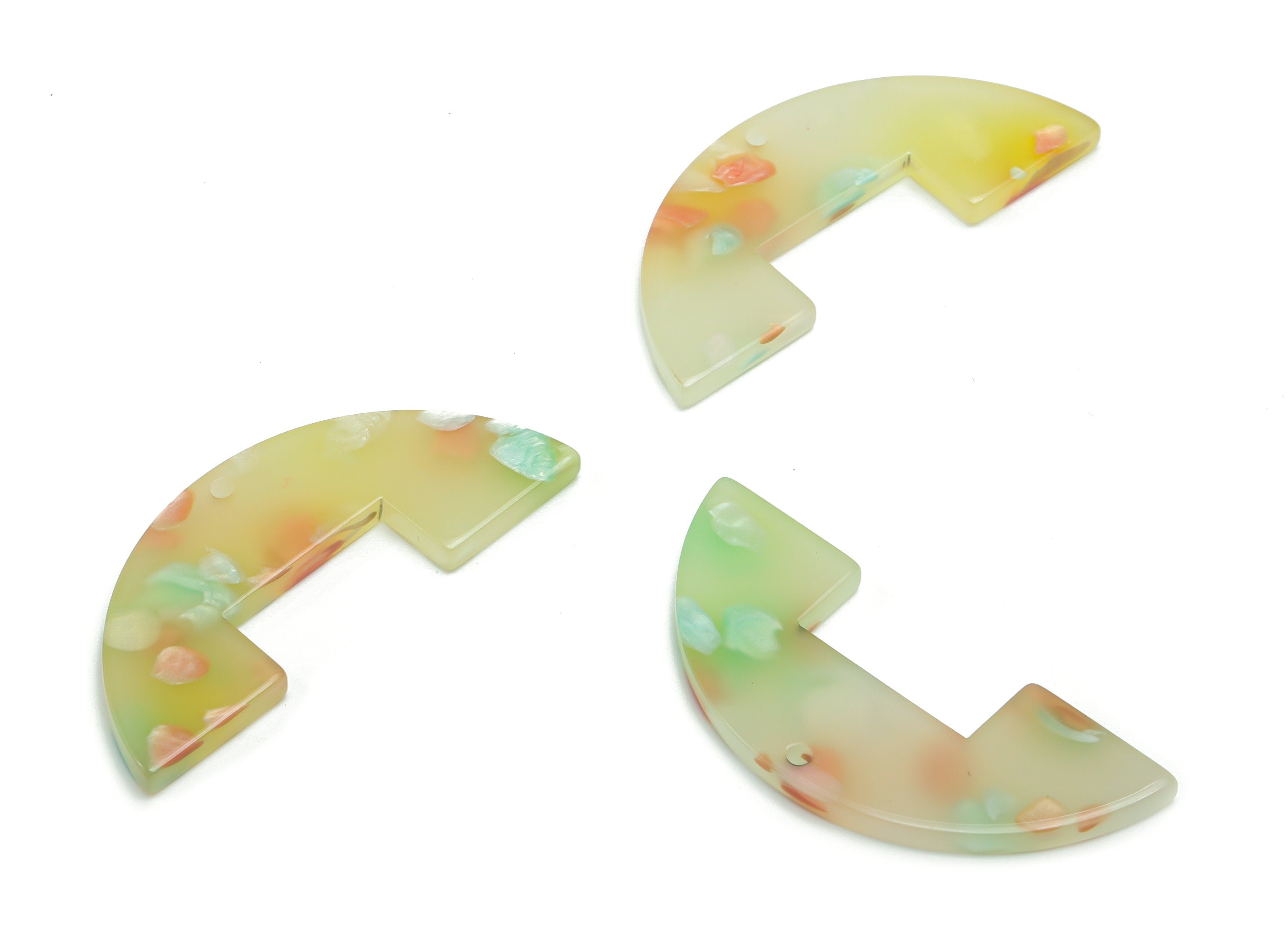 Acrylic Semicircle Earring Charms - Acrylic Half Moon Pendant - Jewelry Making Supplies - Color Code: A759 - 39.7x17.1x2.63mm - AC2372-A759 - DOMEDBAZAAR