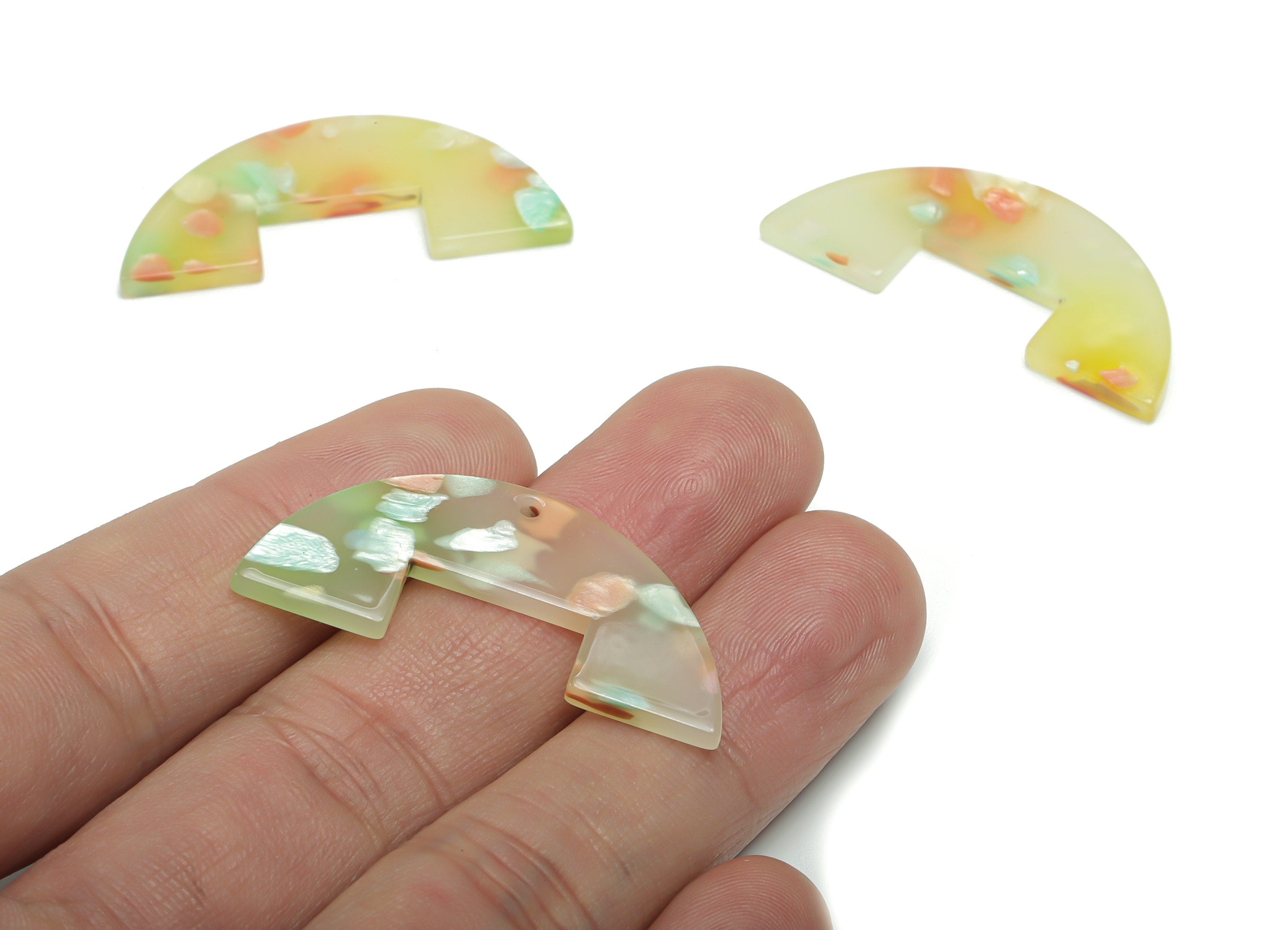 Acrylic Semicircle Earring Charms - Acrylic Half Moon Pendant - Jewelry Making Supplies - Color Code: A759 - 39.7x17.1x2.63mm - AC2372-A759 - DOMEDBAZAAR