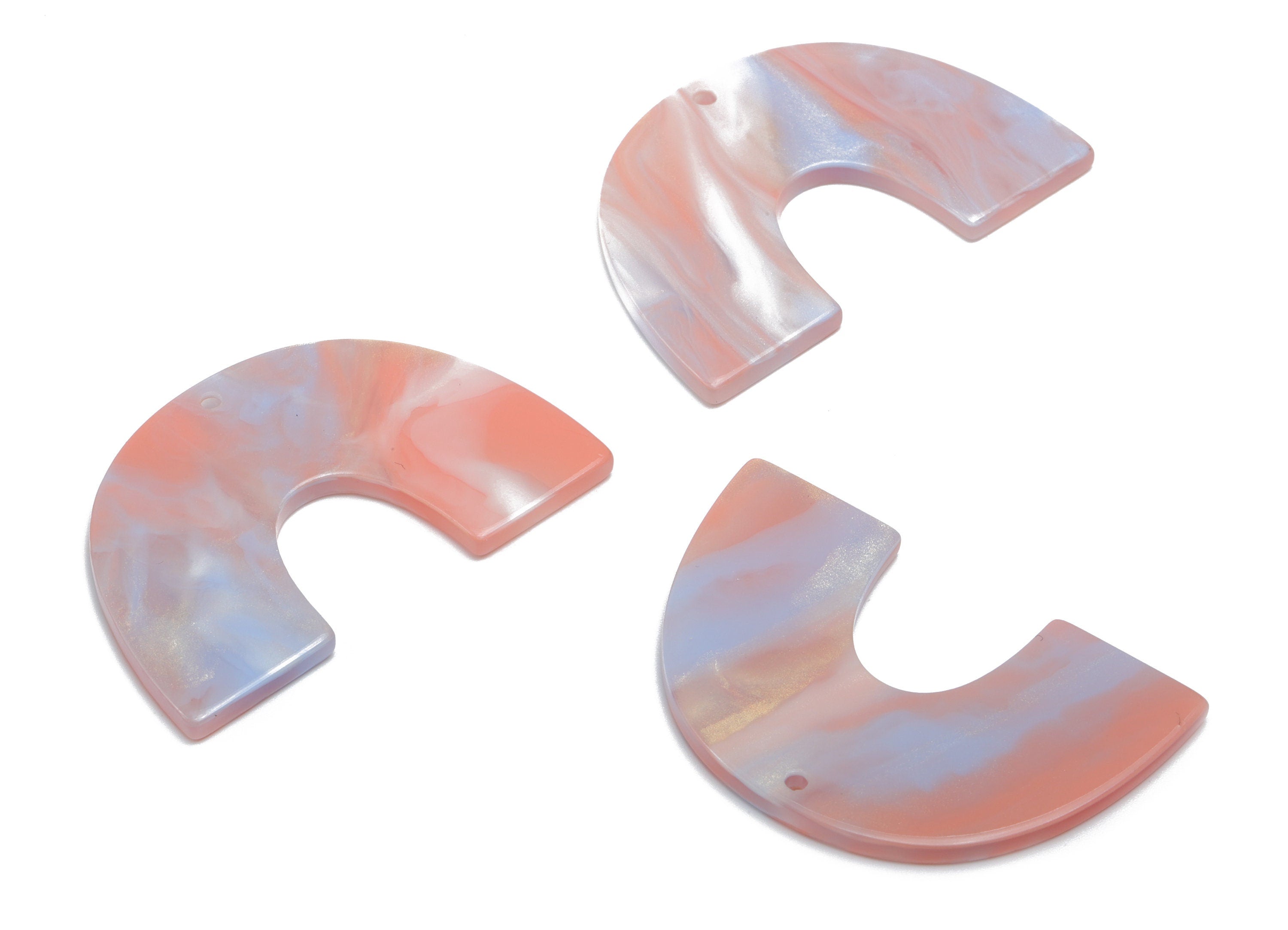 Acrylic Semicircle Earring Charms - Acrylic U Pendant Findings - Jewelry Supplies - Color Code: A782 - 39.69x25.92x2.37mm - AC2018-A782 - DOMEDBAZAAR