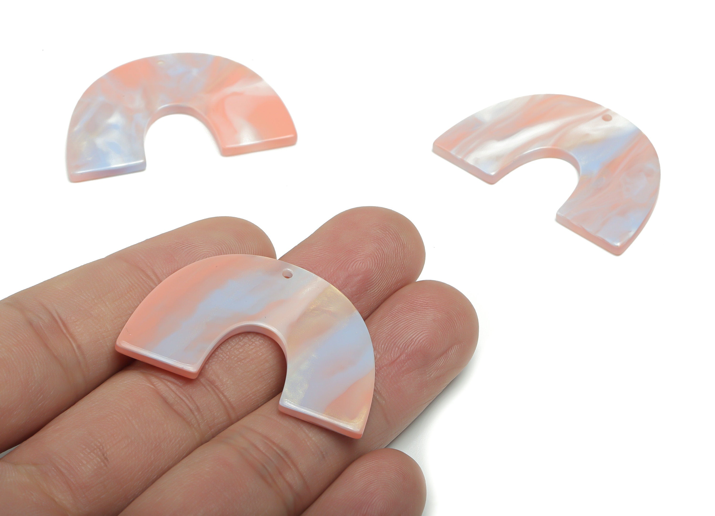 Acrylic Semicircle Earring Charms - Acrylic U Pendant Findings - Jewelry Supplies - Color Code: A782 - 39.69x25.92x2.37mm - AC2018-A782 - DOMEDBAZAAR