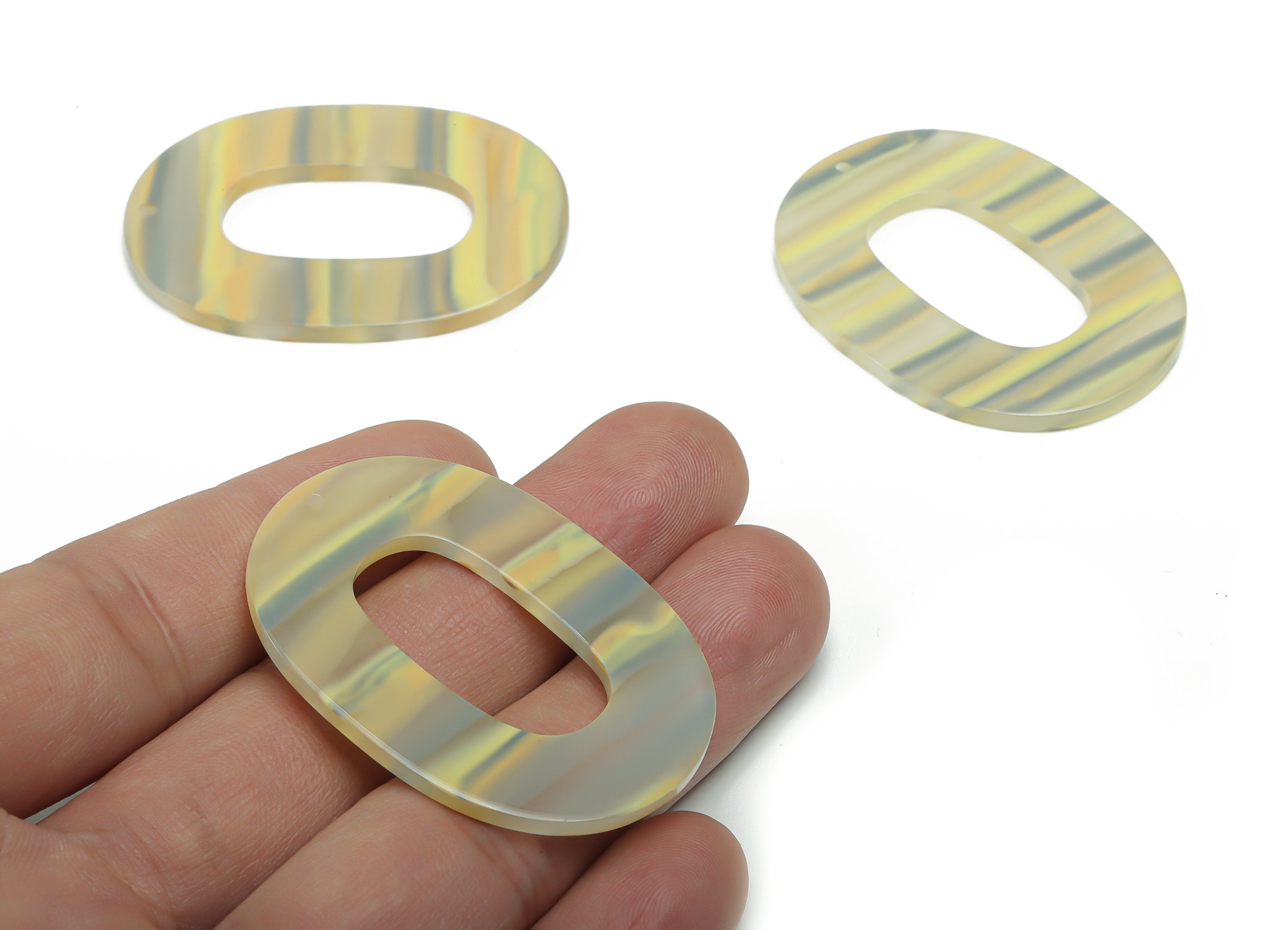 Acrylic Oval Earring Charms - Acrylic Oval Pendant - Jewelry Making Supplies - Color Code: A791 - 46.97x34.38x2.53mm - AC1065-A791 - DOMEDBAZAAR