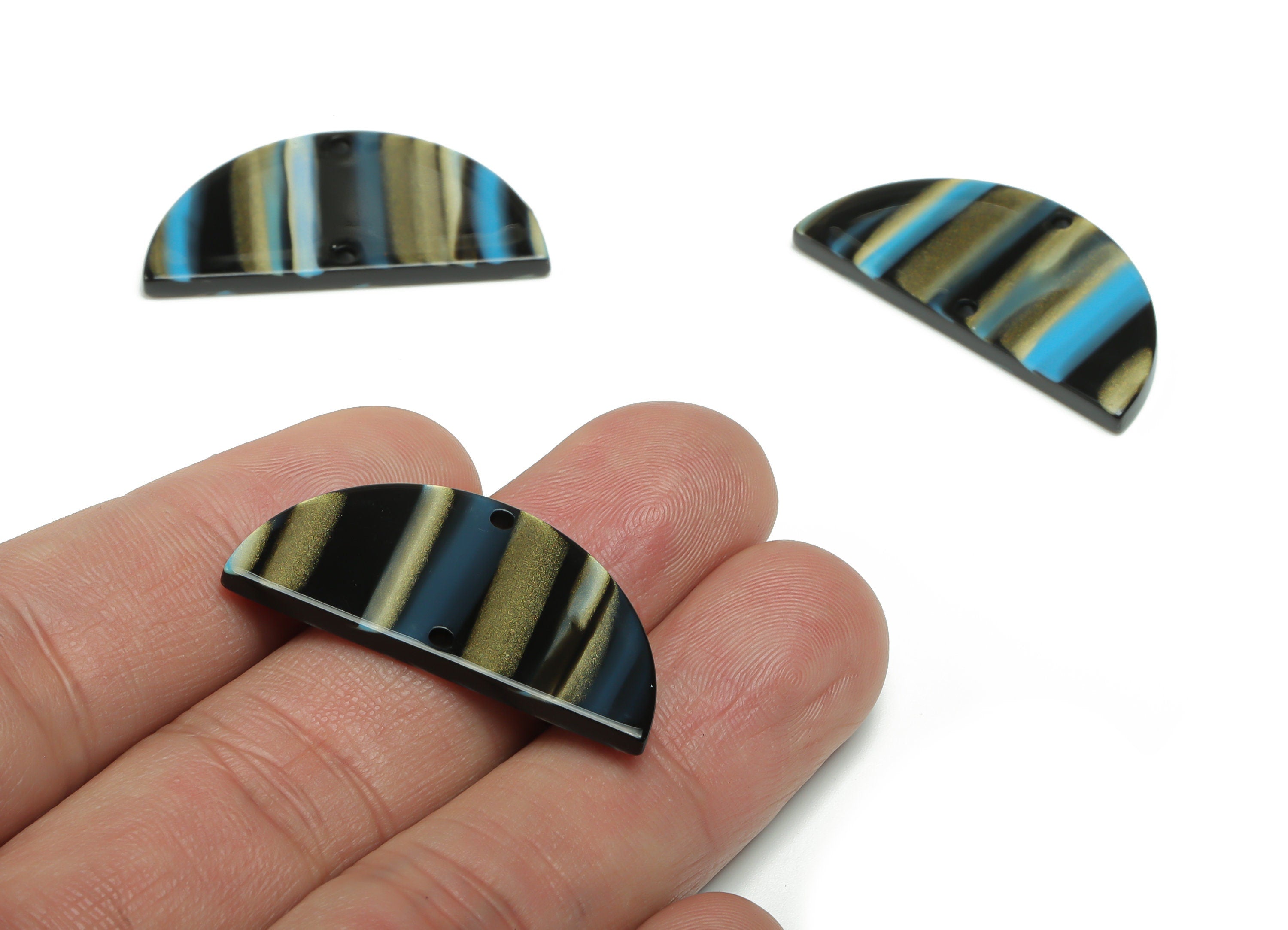 Acrylic Semicircle Earring Connectors - Acrylic Half Moon Charms - Jewelry Supplies - Color Code:A788 - 33.46x16.59x2.38mm - AC1218-A788 - DOMEDBAZAAR