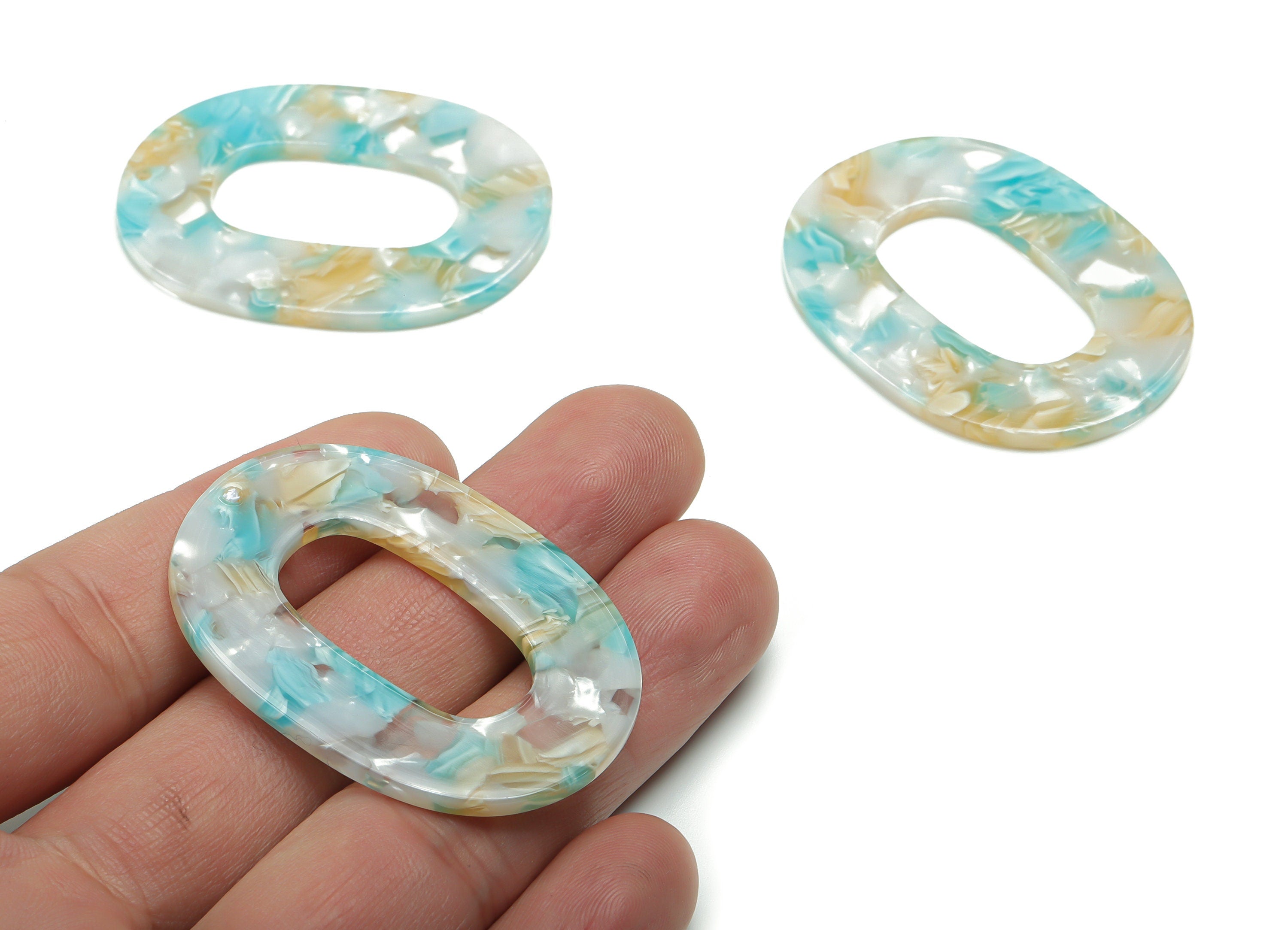 Acetate Oval Earring Charms - Acetate Oval Pendant - Jewellery Making Supplies - Color Code: A787 - 46.96x34.54x2.52mm - AC1065-A787 - DOMEDBAZAAR