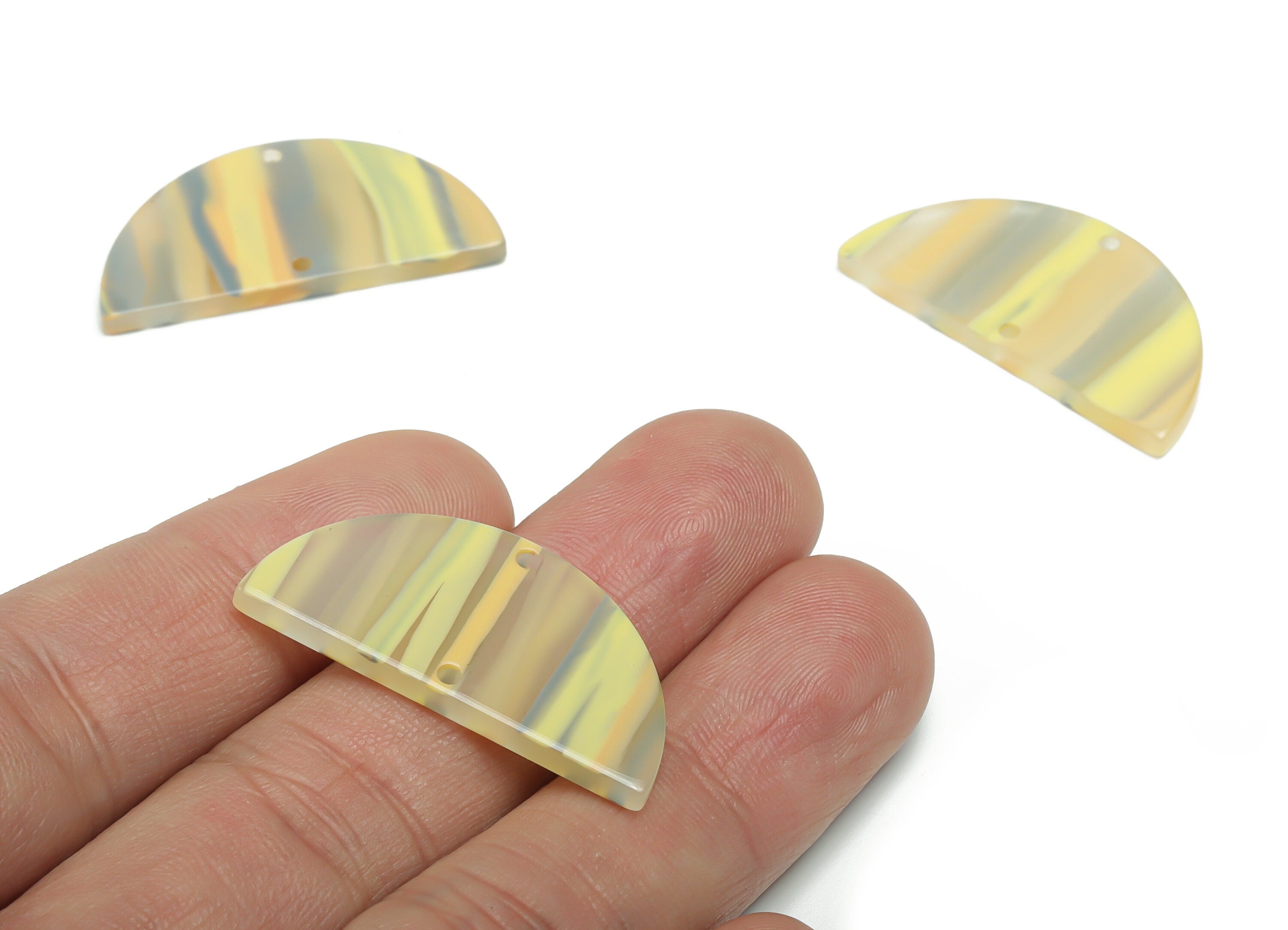 Acrylic Semicircle Earring Connectors - Acrylic Half Moon Charms - Jewelry Supplies - Color Code:A791 - 33.72x16.55x2.48mm - AC1218-A791 - DOMEDBAZAAR