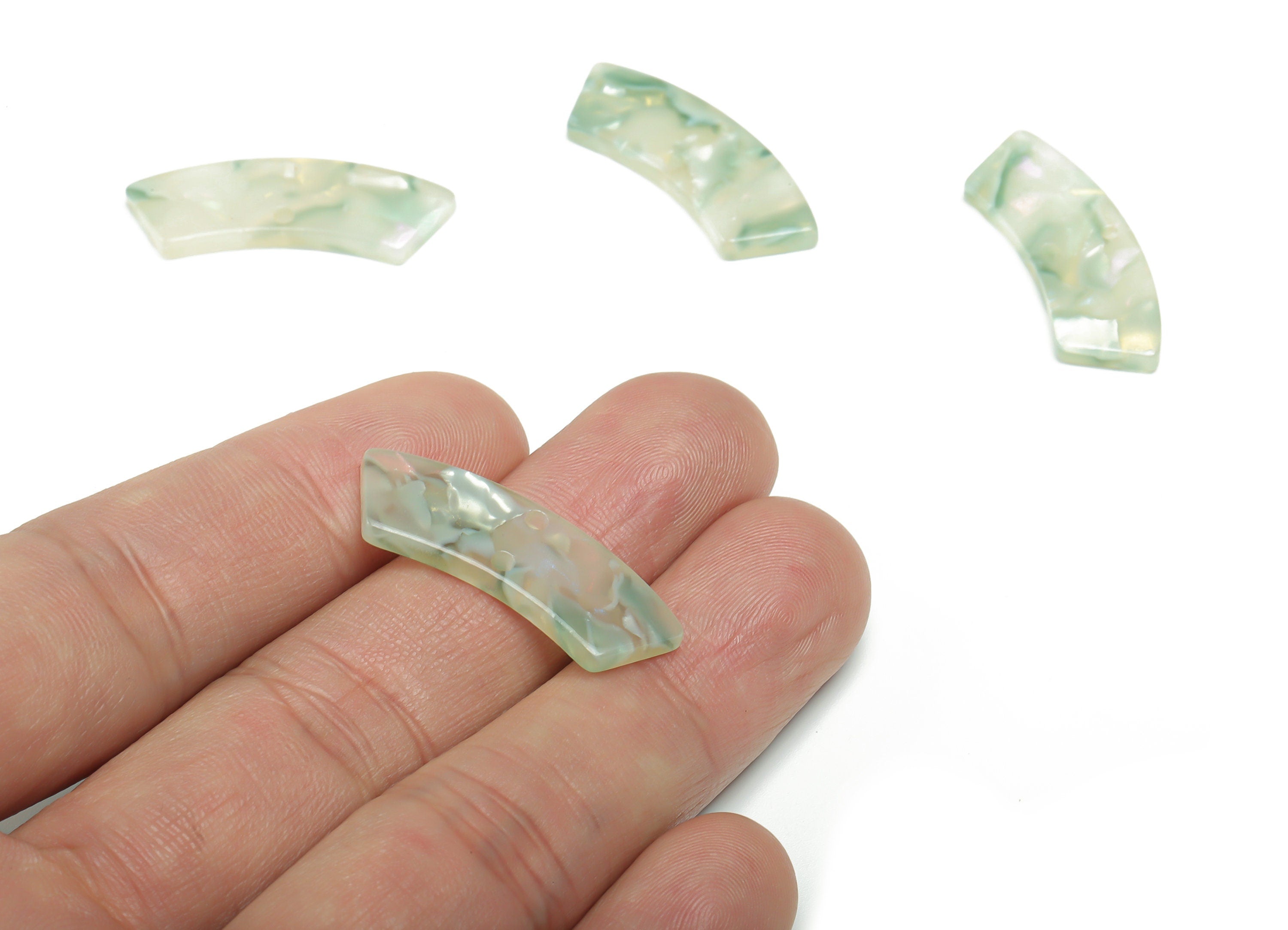 Acetate Earring Charms - Irregular Shaped Connector - Arc Shaped 2 Hole - Jewelry Supplies - Color Code:A784- 30.77x9.85x2.5mm - AC2326-A784 - DOMEDBAZAAR