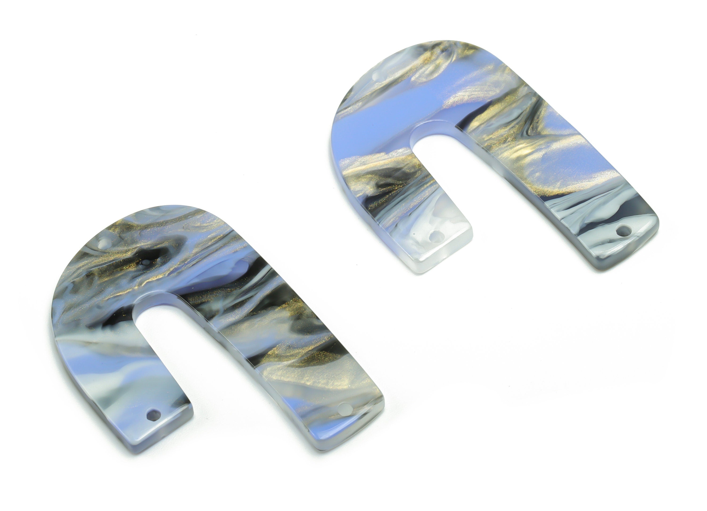 Acrylic J Earring Connectors - Acrylic U Charms and Pendant - 3 Holes - Jewelry Supplies - Color Code:A779 - 39.74x25.88x2.6mm - AC2376-A779 - DOMEDBAZAAR