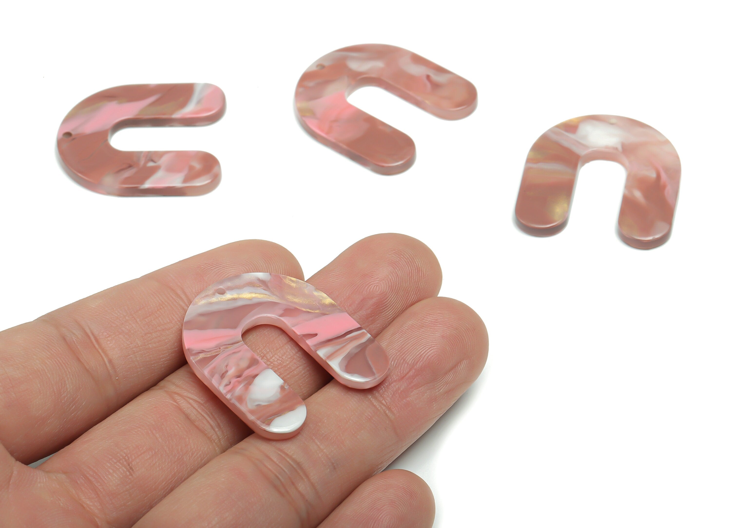 Acrylic U Earring Charms - Acrylic U Pendant - Jewelry Making Supplies - Color Code: A777 - 30.63x27.56x2.55mm - AC2377-A777 - DOMEDBAZAAR