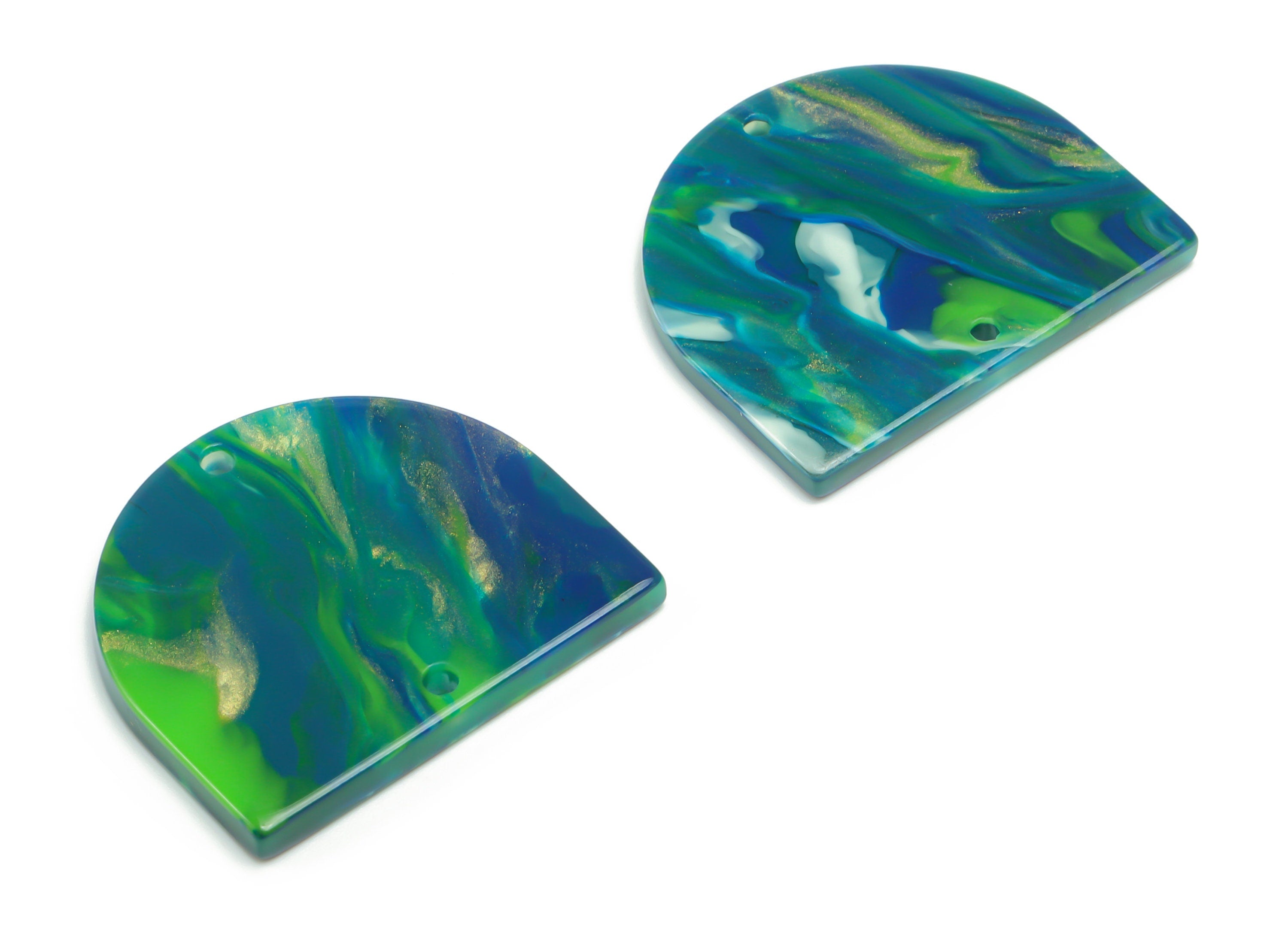 Acrylic Domed Earring Connector - Acrylic D Charms and Pendant - 2 Holes - Jewelry Supplies - Color Code:A775 - 27.8x24.1x2.6mm -AC1323-A775 - DOMEDBAZAAR