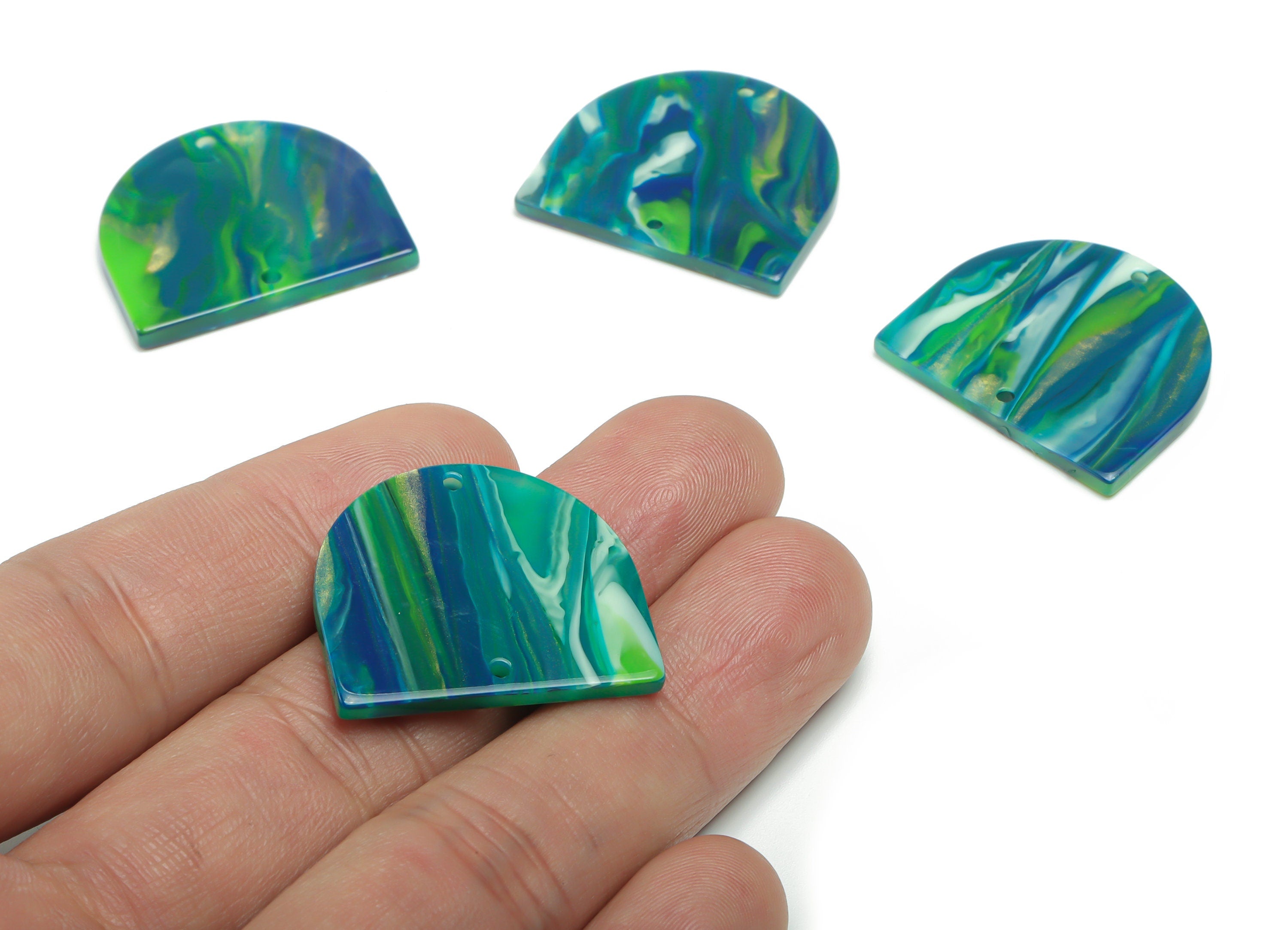 Acrylic Domed Earring Connector - Acrylic D Charms and Pendant - 2 Holes - Jewelry Supplies - Color Code:A775 - 27.8x24.1x2.6mm -AC1323-A775 - DOMEDBAZAAR