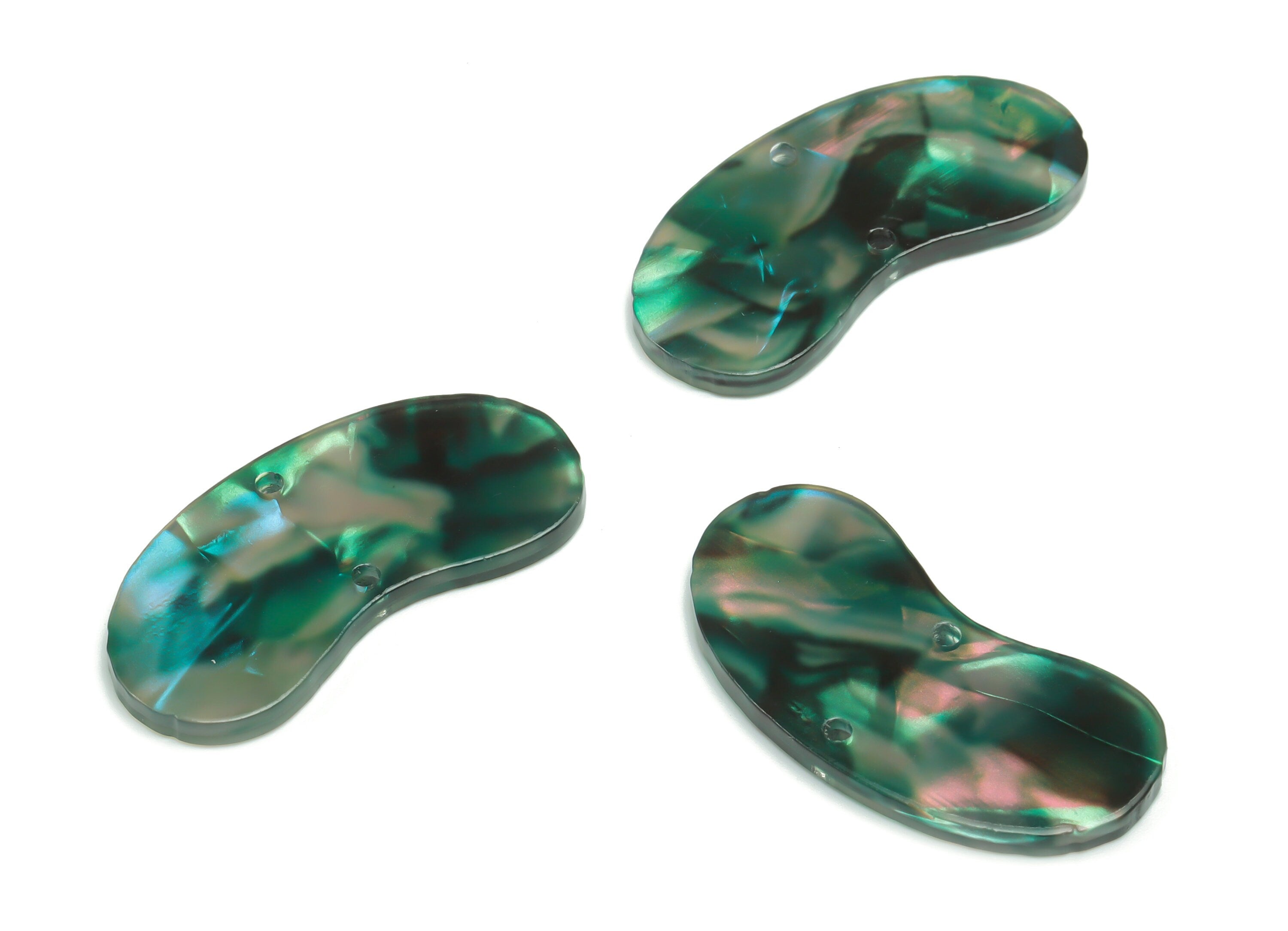 Acrylic Bean Earring Charms - Irregular Connector - Arc Shaped 2 Holes - Jewelry Supplies - Color Code:A757- 35x2.32x2.33mm - AC2370-A757 - DOMEDBAZAAR