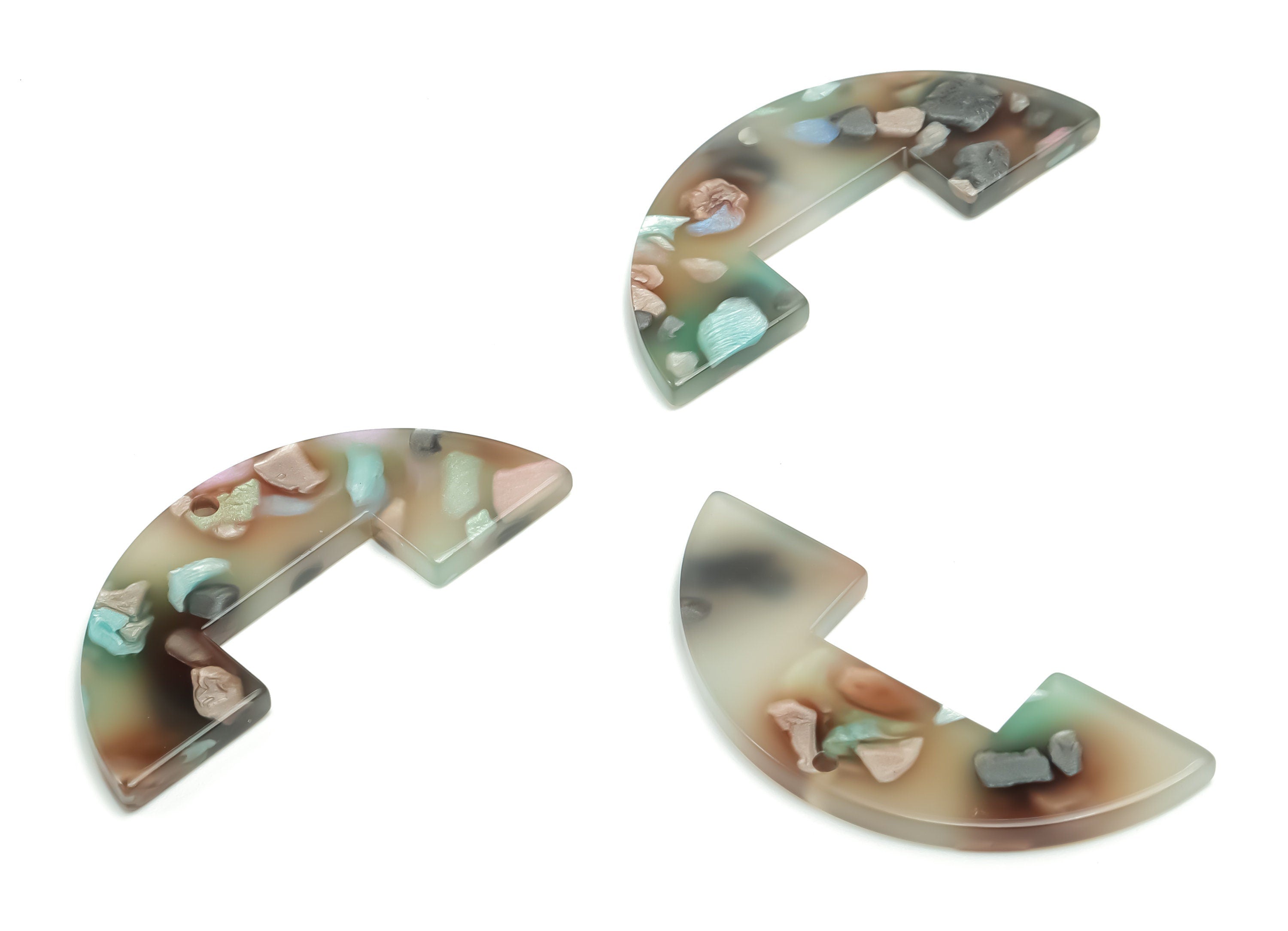 Acrylic Semicircle Earring Charms - Acrylic Half Moon Pendant - Jewelry Making Supplies - Color Code: A761 - 39.76x17.13x2.5mm - AC2372-A761 - DOMEDBAZAAR