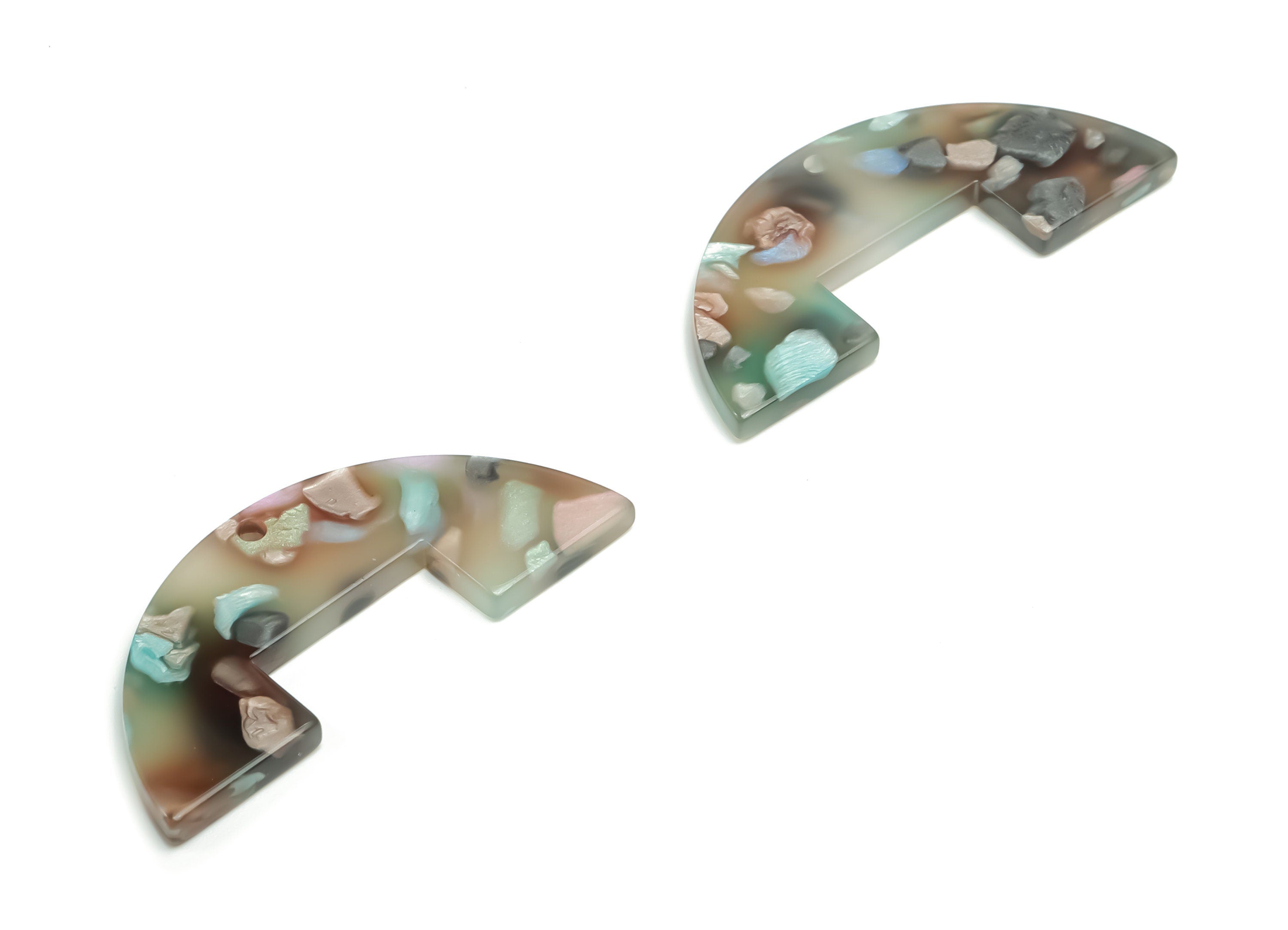 Acrylic Semicircle Earring Charms - Acrylic Half Moon Pendant - Jewelry Making Supplies - Color Code: A761 - 39.76x17.13x2.5mm - AC2372-A761 - DOMEDBAZAAR