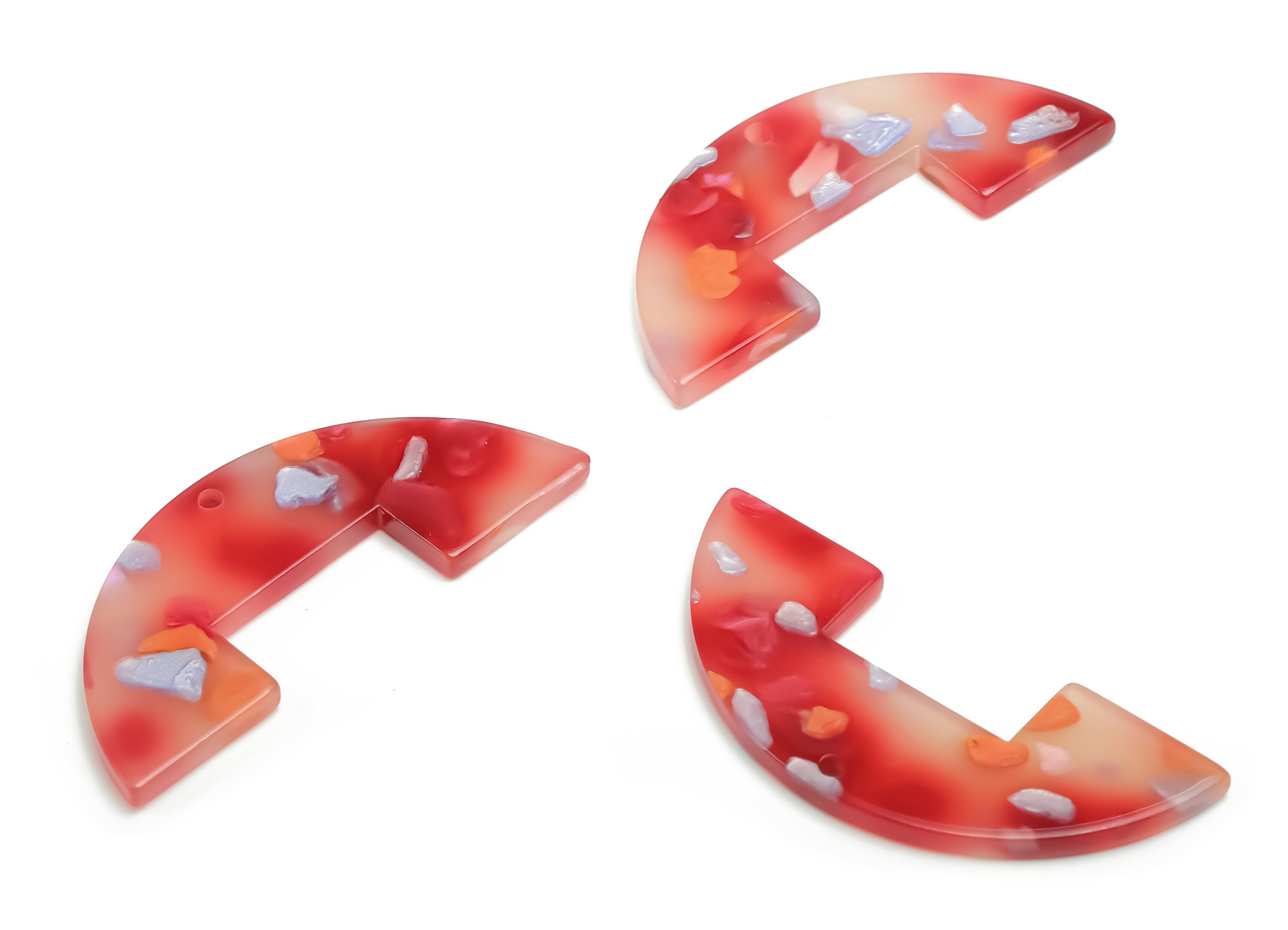 Acrylic Semicircle Earring Charms - Acrylic Half Moon Pendant - Jewelry Making Supplies - Color Code: A758 - 39.77x17.1x2.49mm - AC2372-A758 - DOMEDBAZAAR