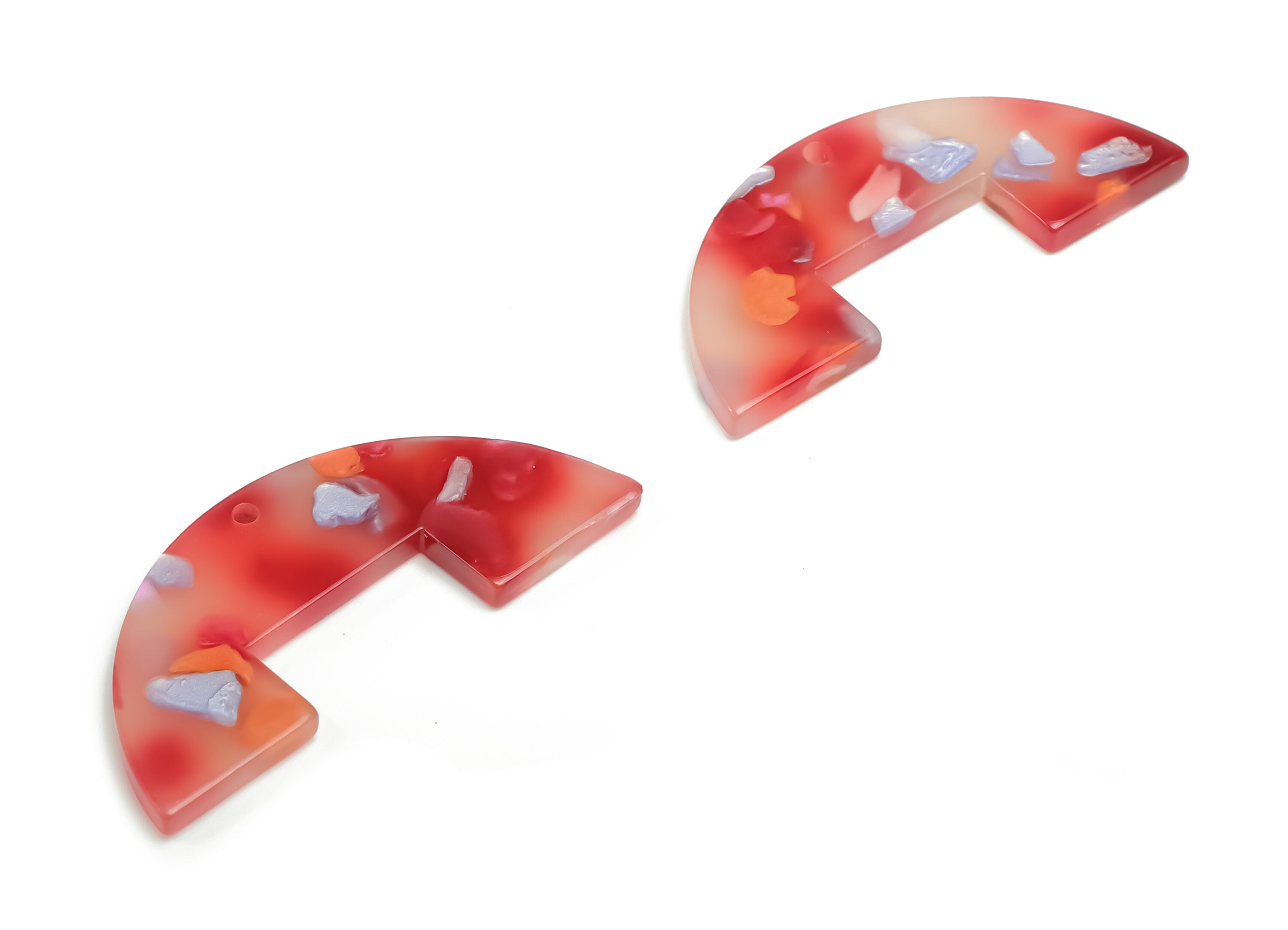 Acrylic Semicircle Earring Charms - Acrylic Half Moon Pendant - Jewelry Making Supplies - Color Code: A758 - 39.77x17.1x2.49mm - AC2372-A758 - DOMEDBAZAAR