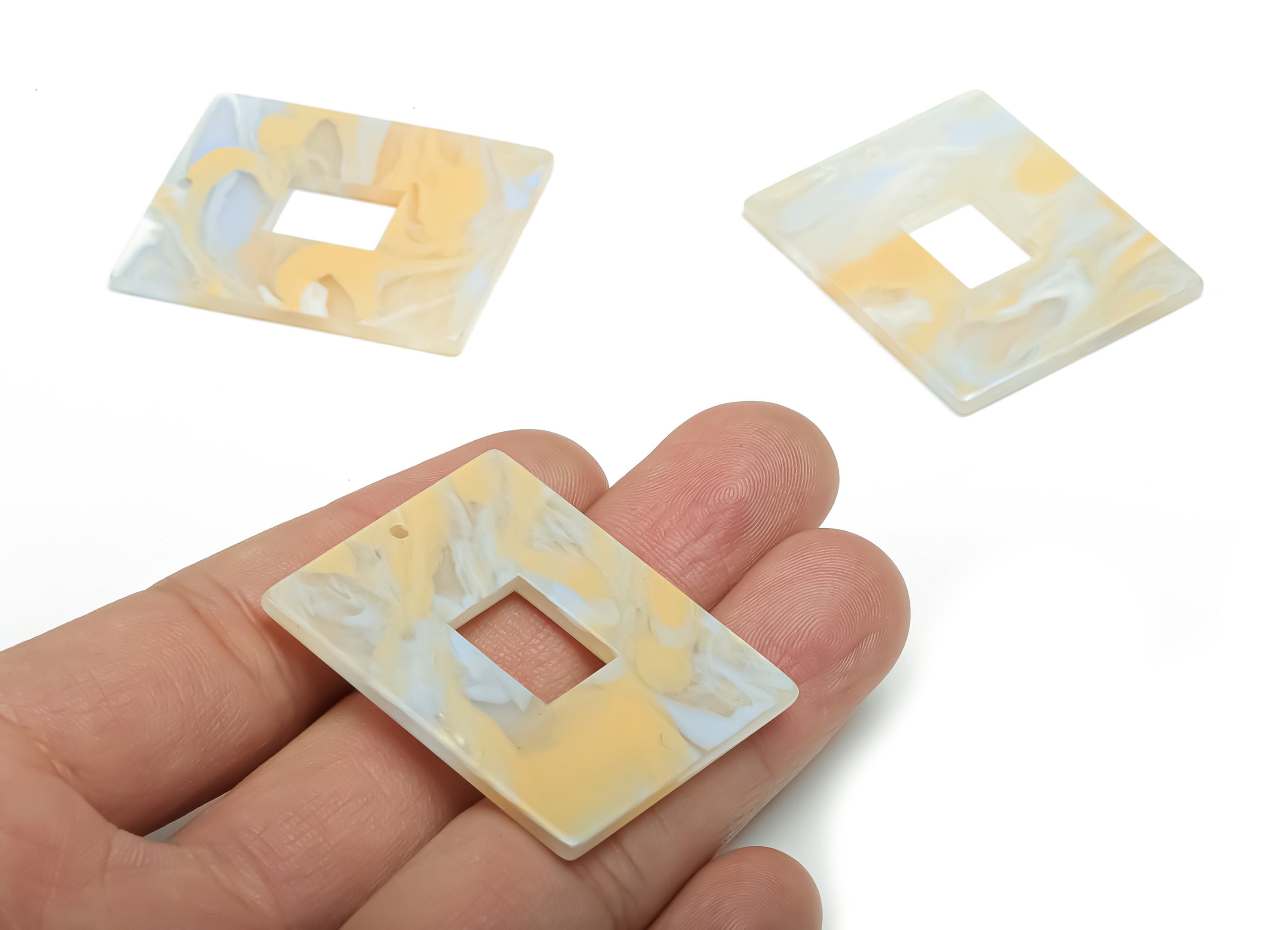 Acrylic Rectangle Earring Charms - Acrylic Rectangle Pendant - Jewelry Making Supplies - Color Code: A792 - 39.74x31.73x2.37mm - AC2379-A792 - DOMEDBAZAAR