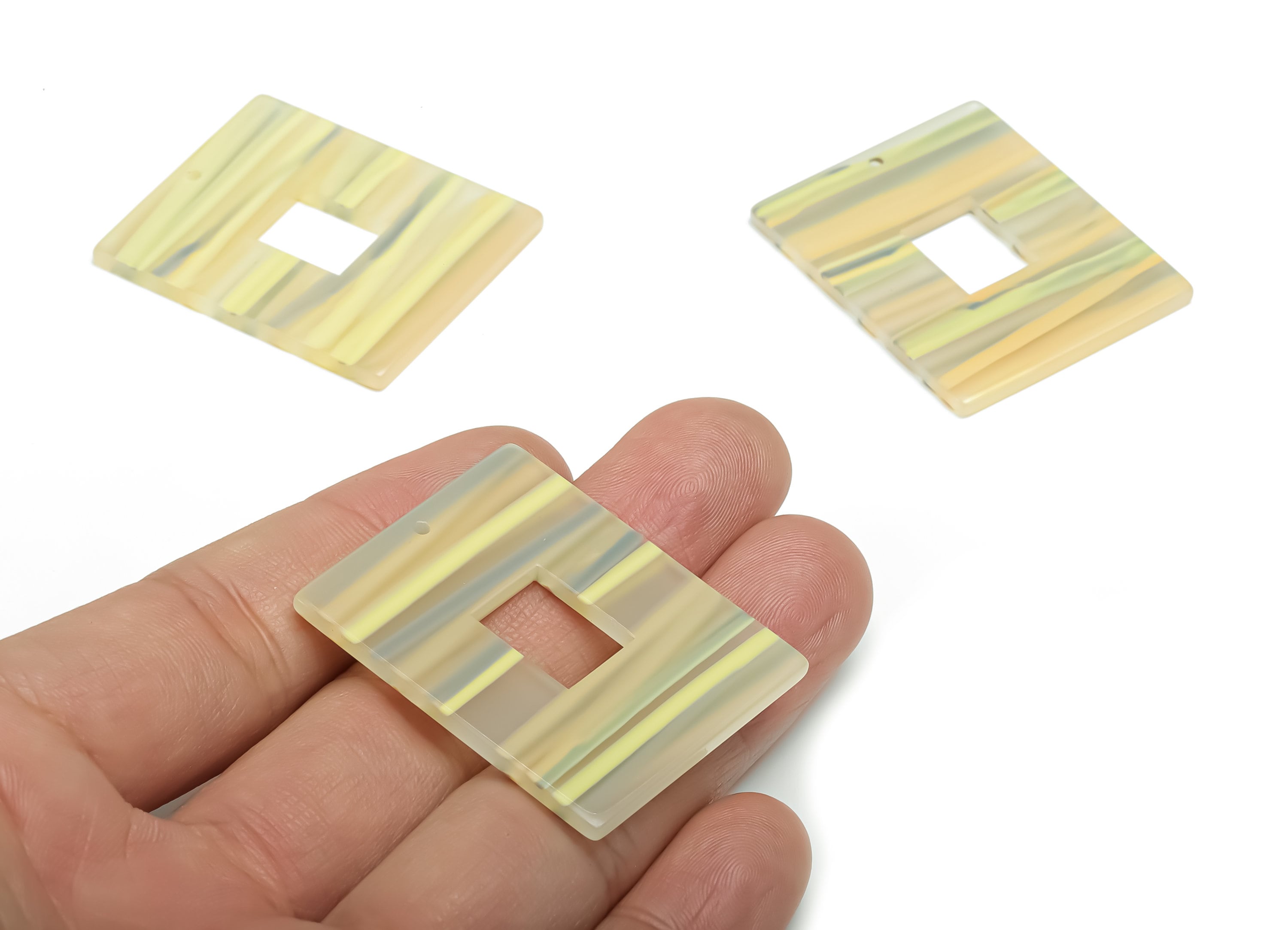 Acrylic Rectangle Earring Charms - Acrylic Rectangle Pendant - Jewelry Making Supplies - Color Code: A791 - 39.68x31.72x2.42mm - AC2379-A791 - DOMEDBAZAAR