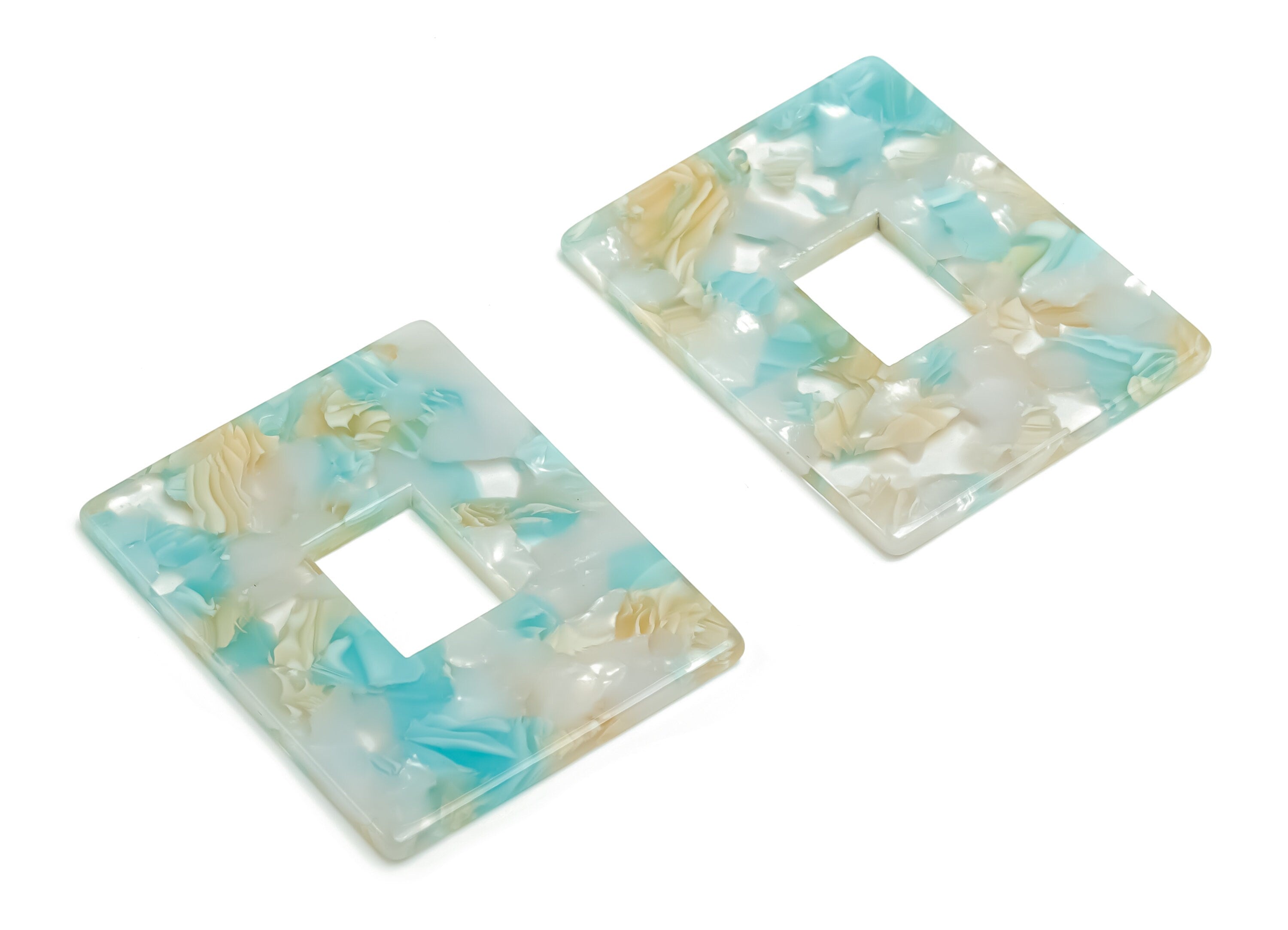 Acetate Rectangle Earring Charms - Acetate Rectangle Pendant Findings - Jewelry Supplies - Color Code: A787 - 39.83x31.8x2.6mm - AC2379-A787 - DOMEDBAZAAR