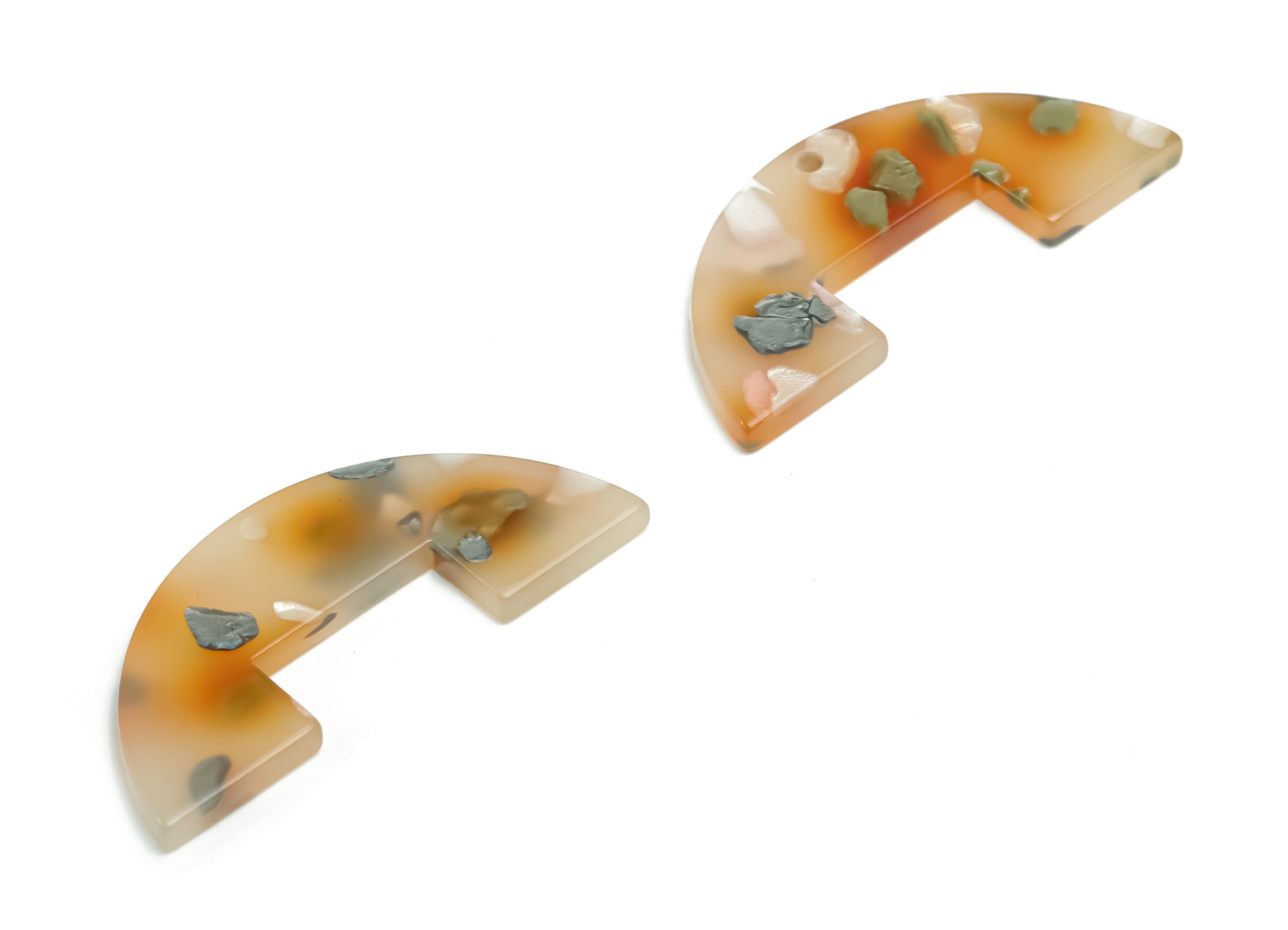 Acrylic Semicircle Earring Charms - Acrylic Half Moon Pendant - Jewelry Making Supplies - Color Code: A760 - 39.75x16.92x2.4mm - AC2372-A760 - DOMEDBAZAAR