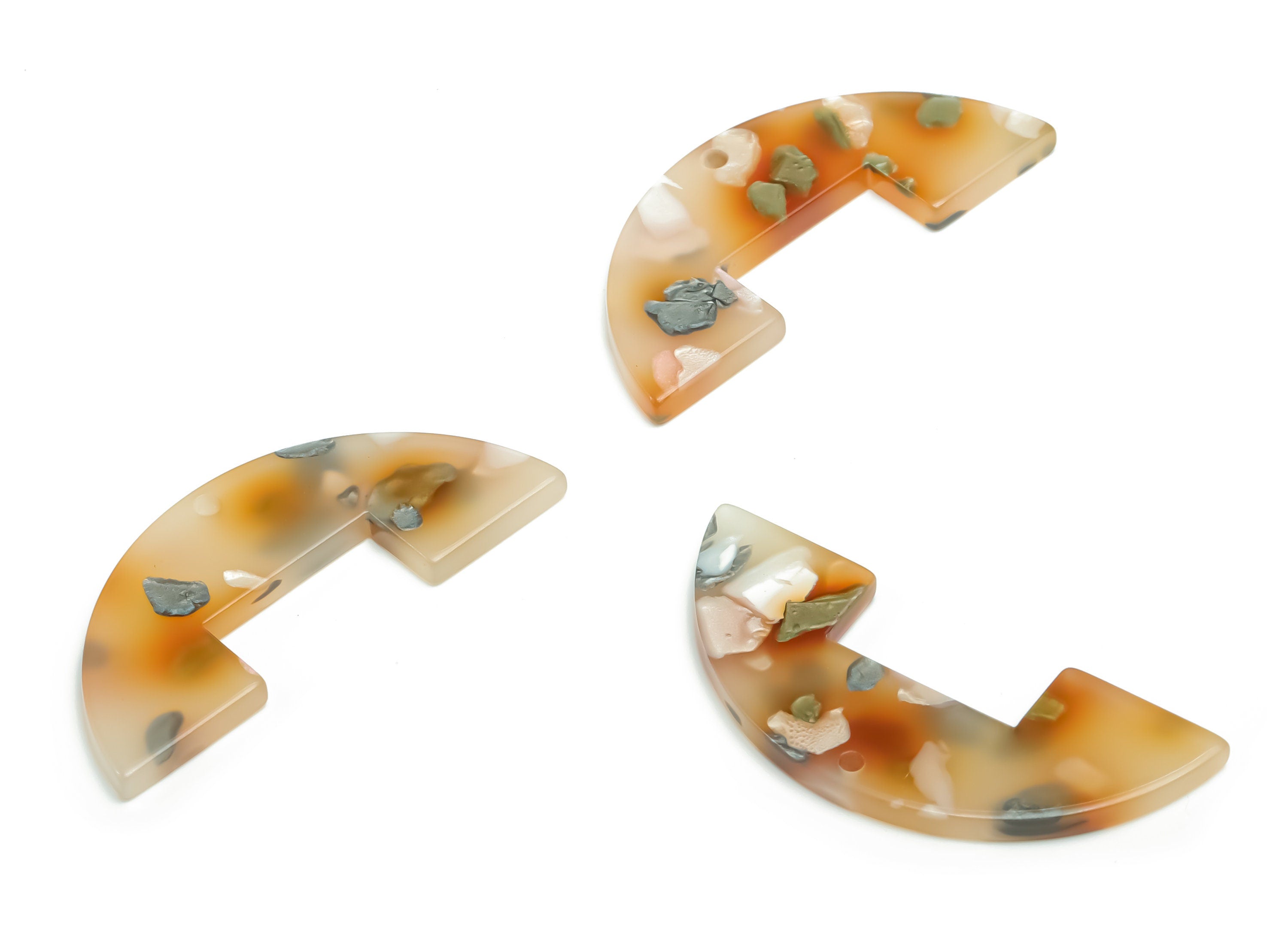 Acrylic Semicircle Earring Charms - Acrylic Half Moon Pendant - Jewelry Making Supplies - Color Code: A760 - 39.75x16.92x2.4mm - AC2372-A760 - DOMEDBAZAAR