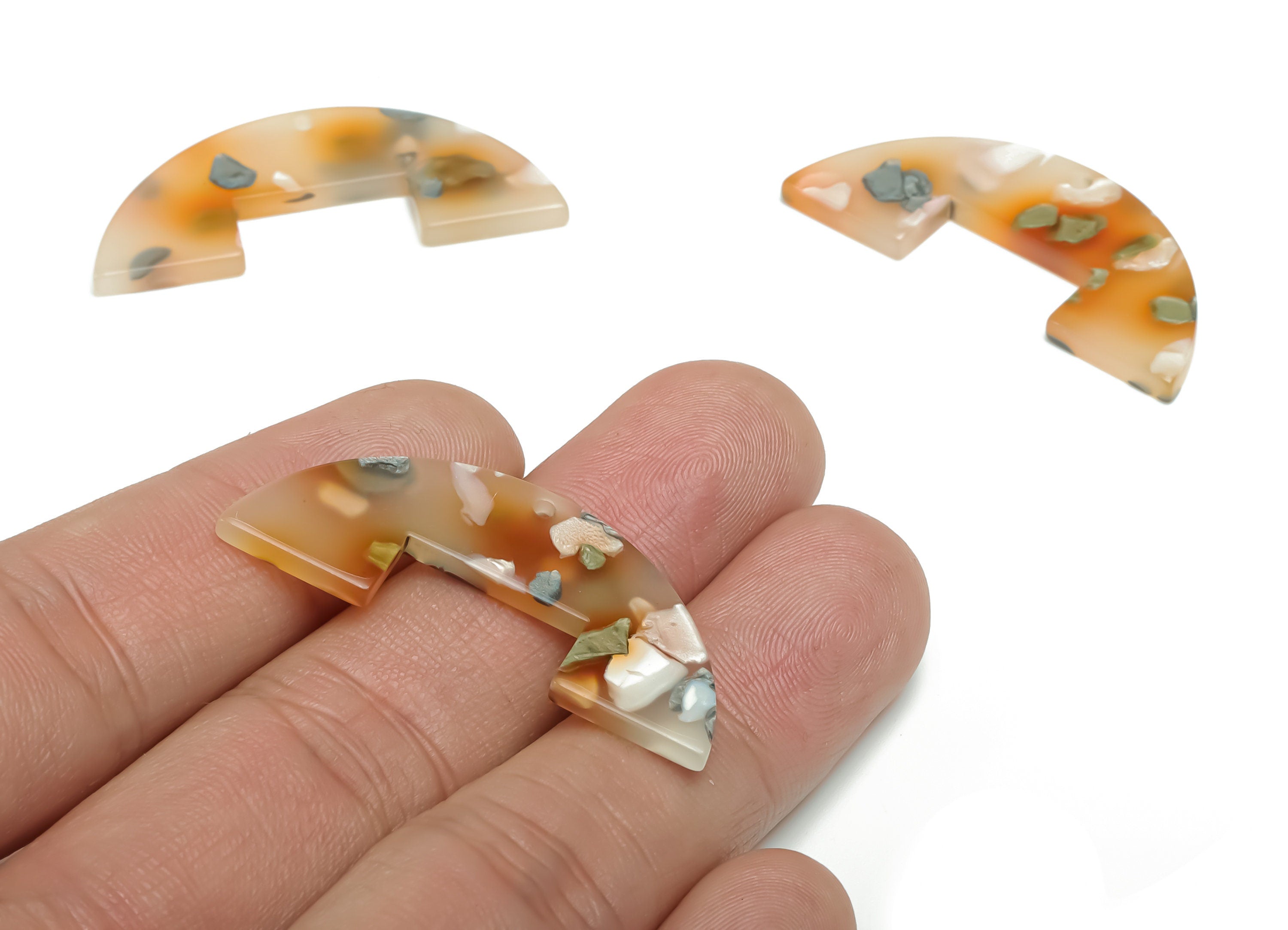 Acrylic Semicircle Earring Charms - Acrylic Half Moon Pendant - Jewelry Making Supplies - Color Code: A760 - 39.75x16.92x2.4mm - AC2372-A760 - DOMEDBAZAAR