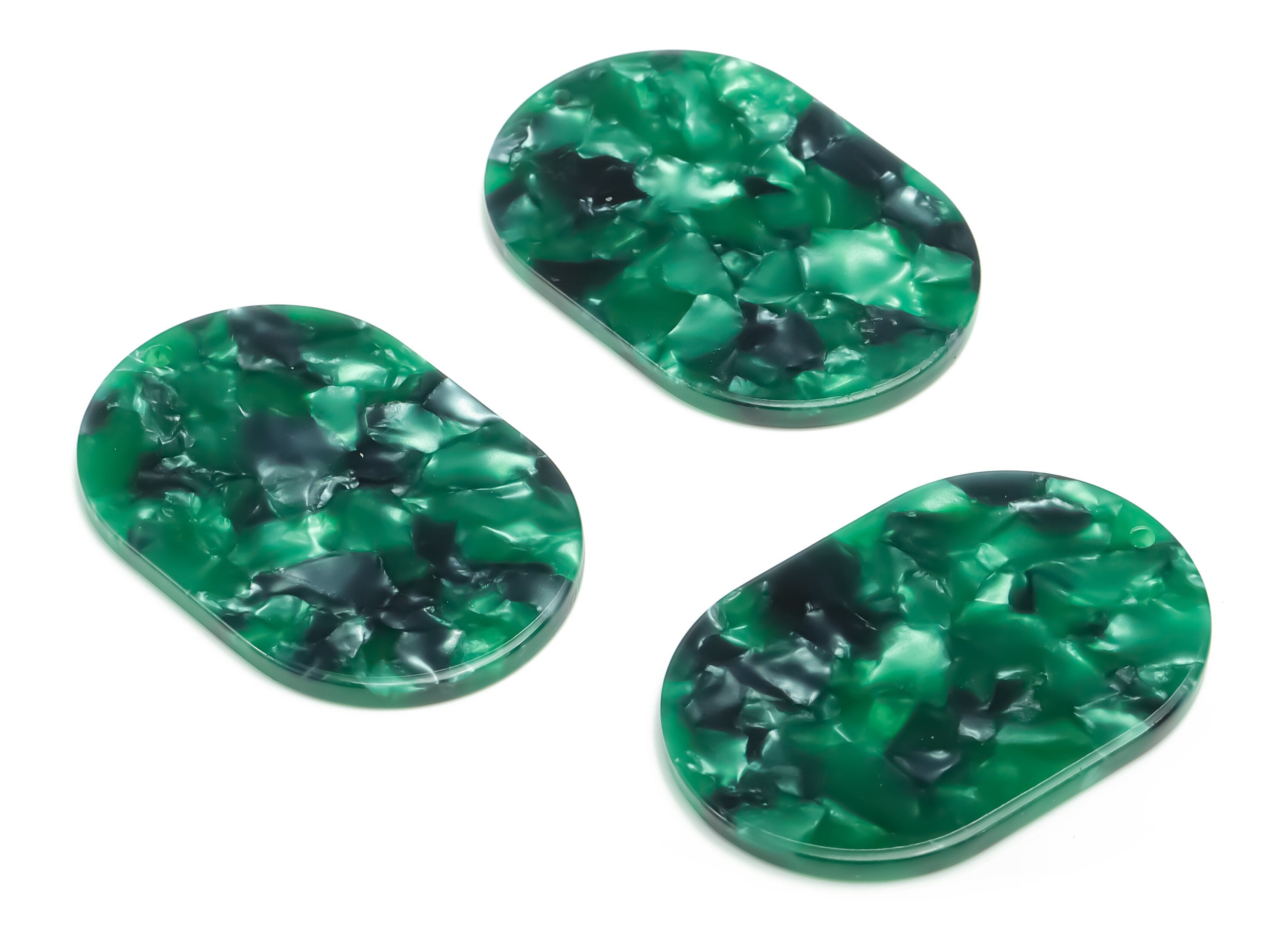 Acetate Oval Earring Charms - Acetate Oval Pendant - Jewelry Making Supplies - Color Code: A13 - 40.2x27.08x2.43mm - AC2371-A13 - DOMEDBAZAAR