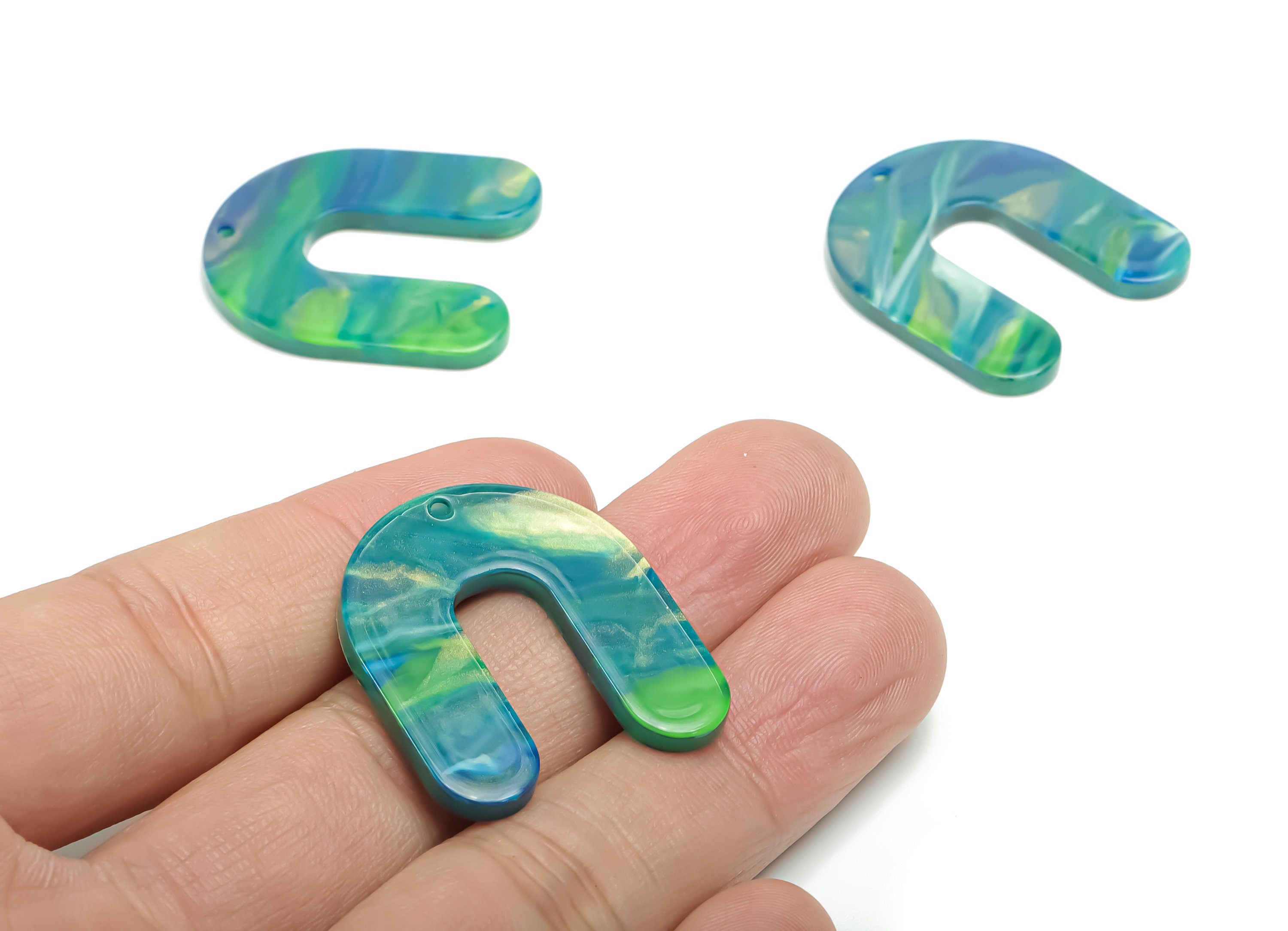 Acrylic U Earring Charms - Acrylic U Pendant - Jewelry Making Supplies - Color Code: A775 - 30.82x27.62x2.61mm - AC2377-A775 - DOMEDBAZAAR