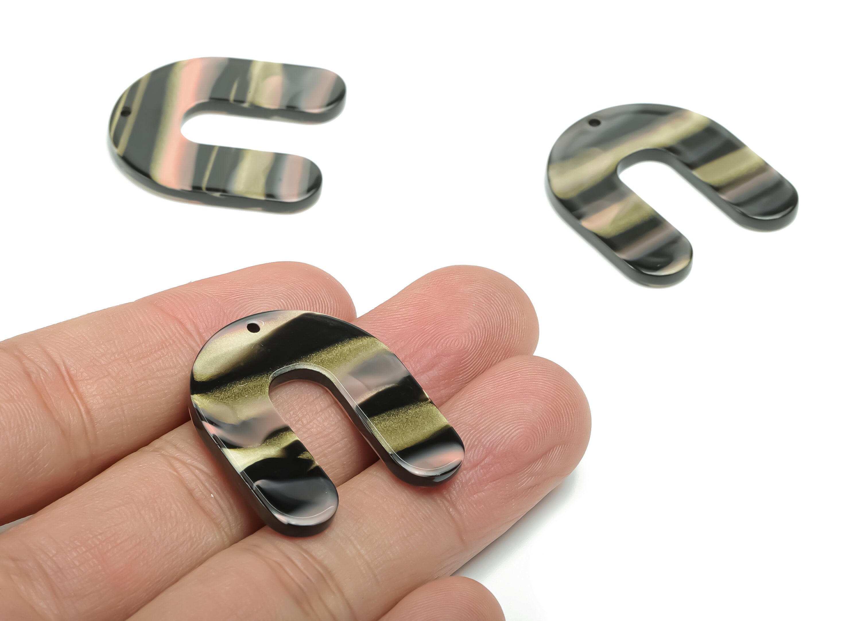 Acrylic U Earring Charms - Acrylic U Pendant - Jewelry Making Supplies - Color Code: A780 - 30.81x27.71x2.47mm - AC2377-A780 - DOMEDBAZAAR