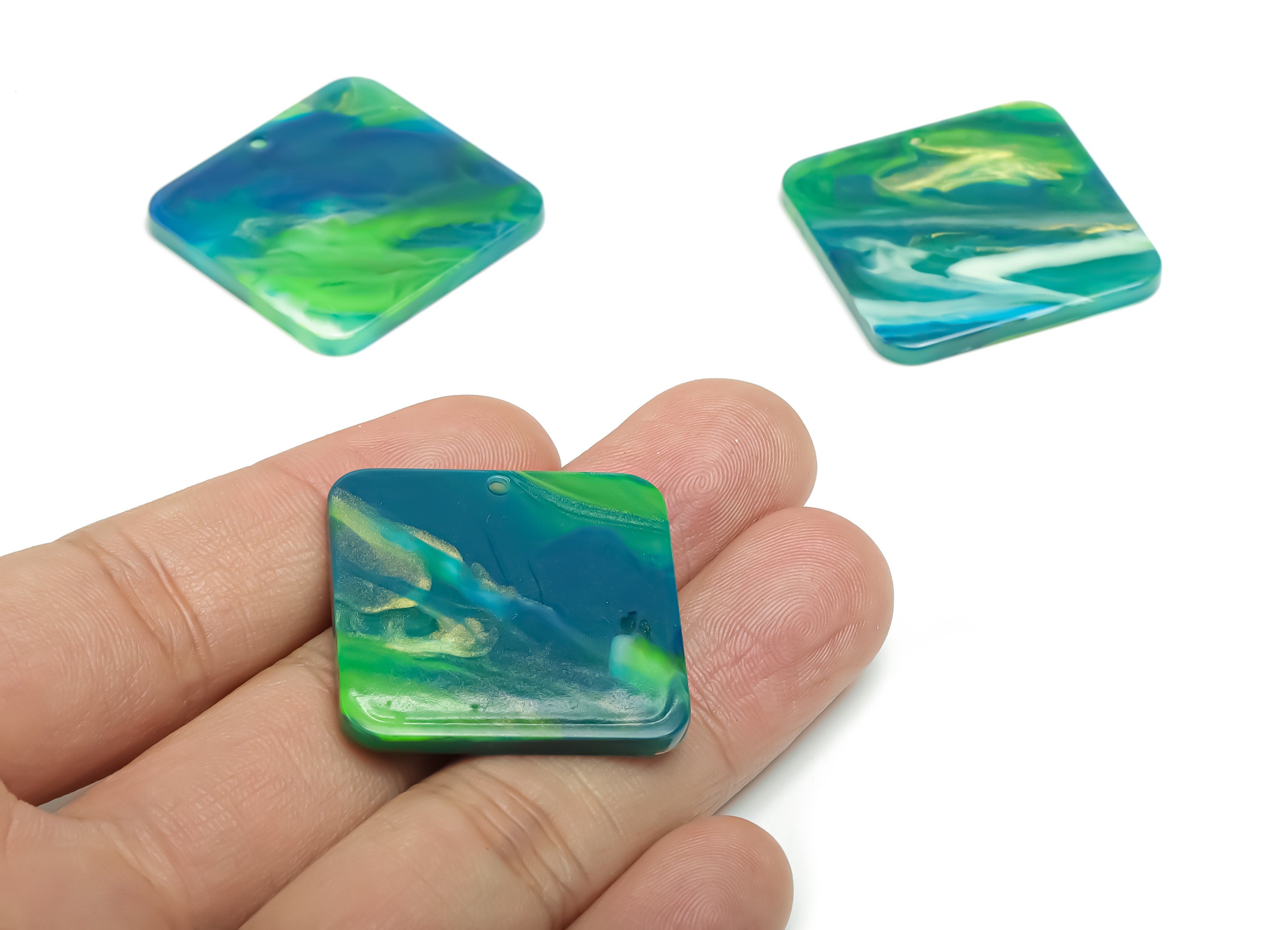 Acrylic Square Earring Charms - Acrylic Square Pendant - Jewelry Making Supplies - Color Code: A775 - 29.72x29.68x2.57mm - AC2378-A775 - DOMEDBAZAAR