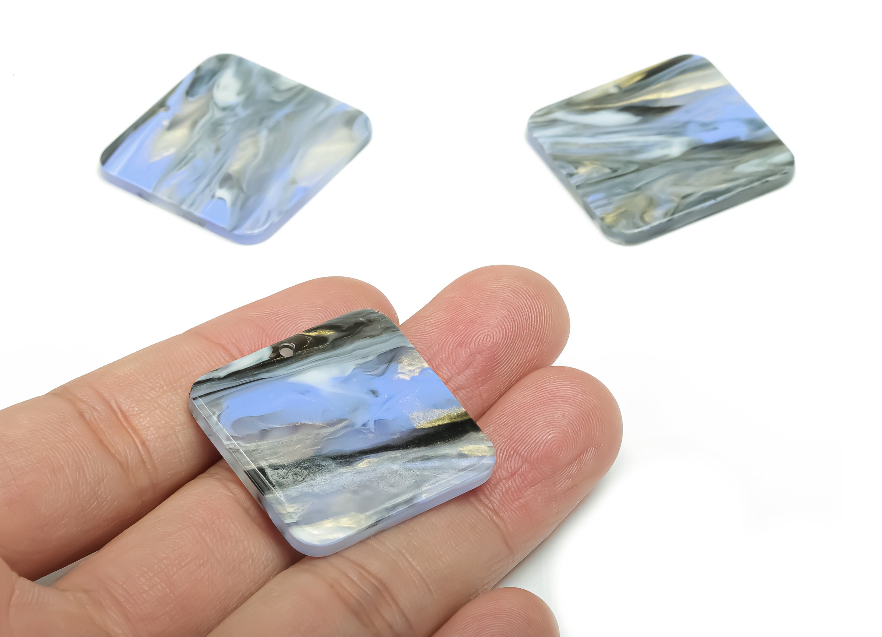 Acrylic Square Earring Charms - Acrylic Square Pendant - Jewelry Making Supplies - Color Code: A779 - 29.87x29.82x2.41mm - AC2378-A779 - DOMEDBAZAAR