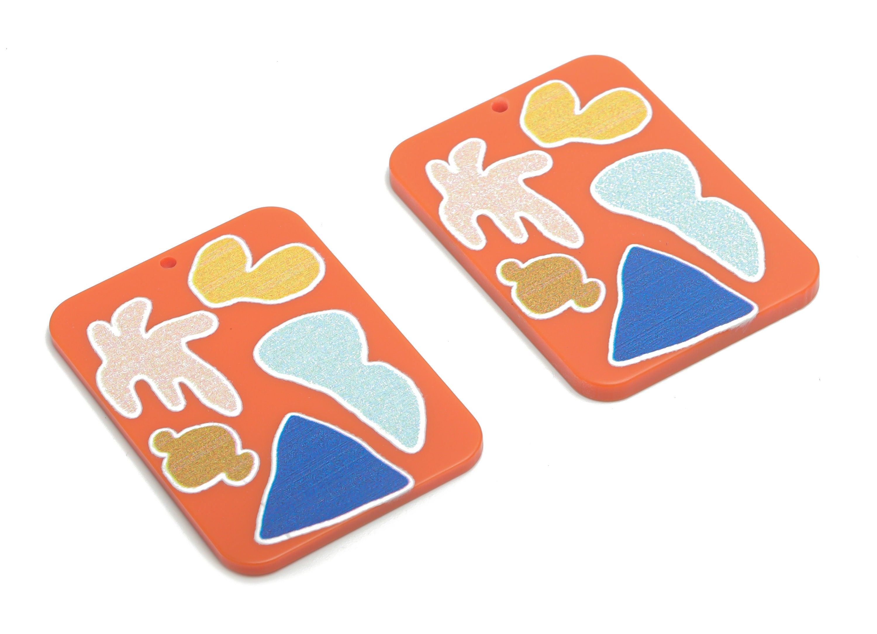 Acrylic Rectangle Candy Cloud Earring Charms - Acrylic Triangle Rectangle Pendant - Printing Textured - 41.62x29.45x2mm - AC2456A - DOMEDBAZAAR