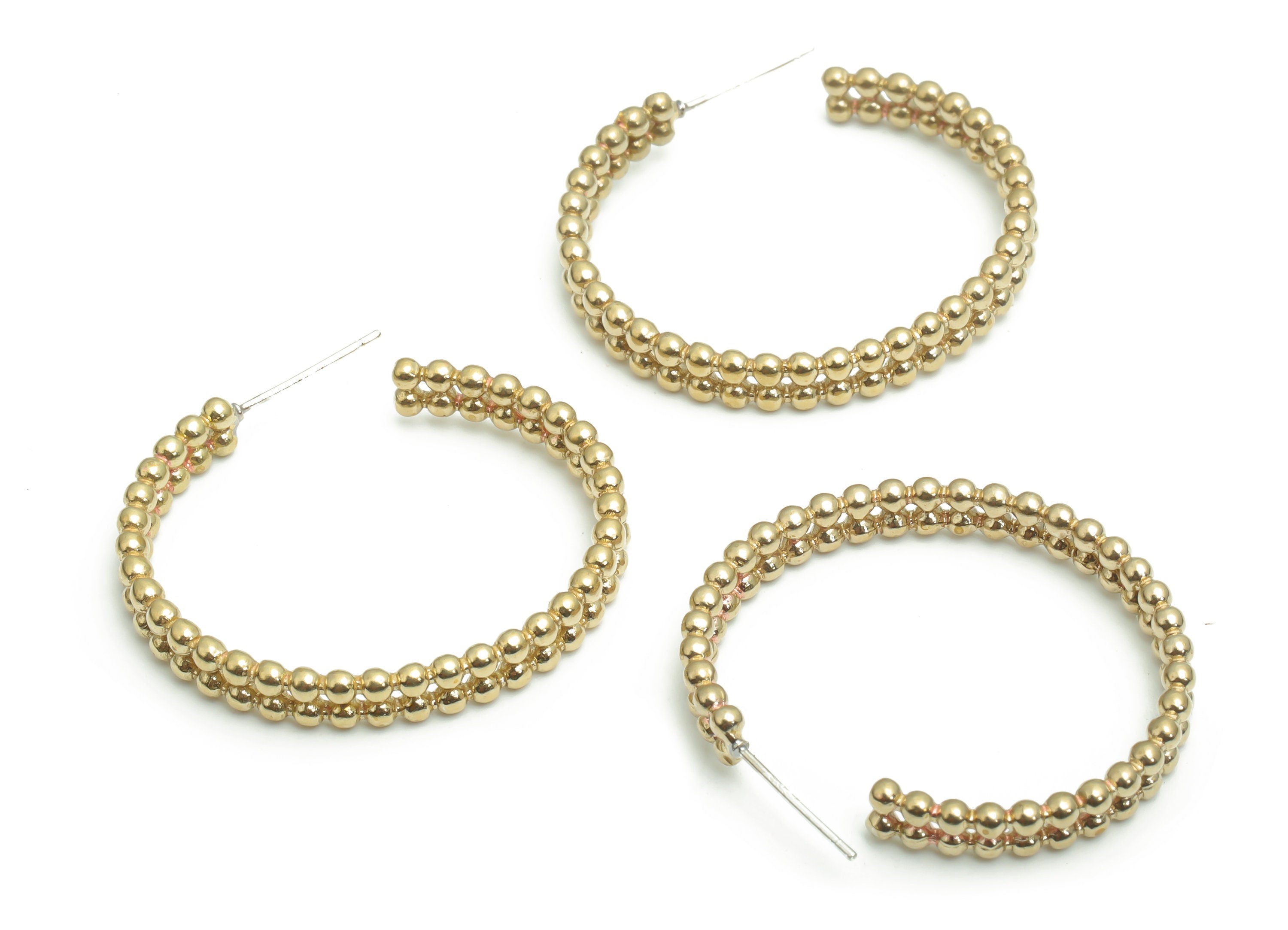 Brass C Beads Earring Stud - Raw Brass C Beads Post - Open Hoop Stud - Silver Plated Cupronickel - Jewelry Supplies - 32.9x28.9x2.3mm-PP5142 - DOMEDBAZAAR