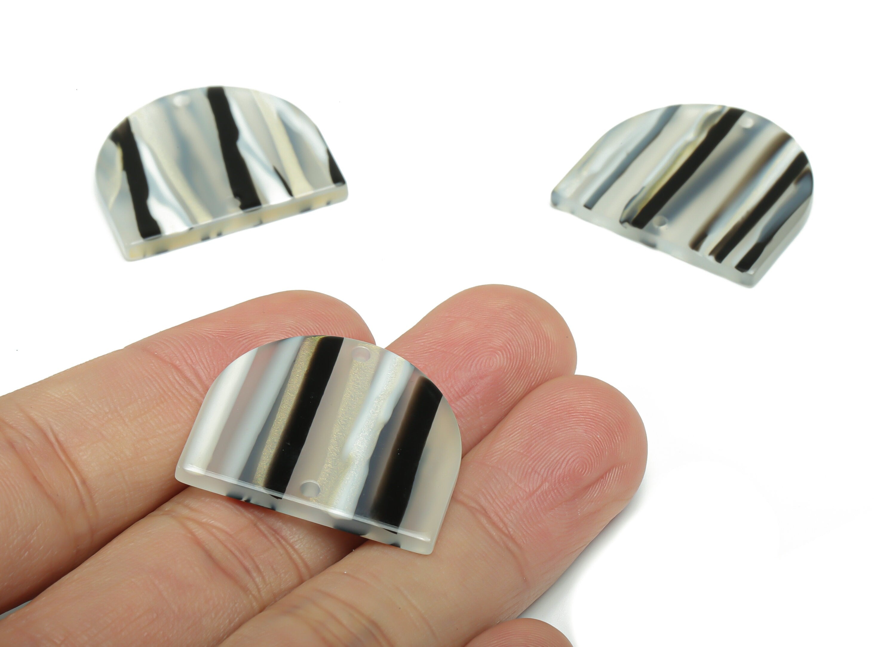 Acrylic Domed Earring Connector - Acrylic D Charms and Pendant - 2 Holes - Jewelry Supplies - Color Code:A773 - 27.68x24x2.6mm - AC1323-A773 - DOMEDBAZAAR