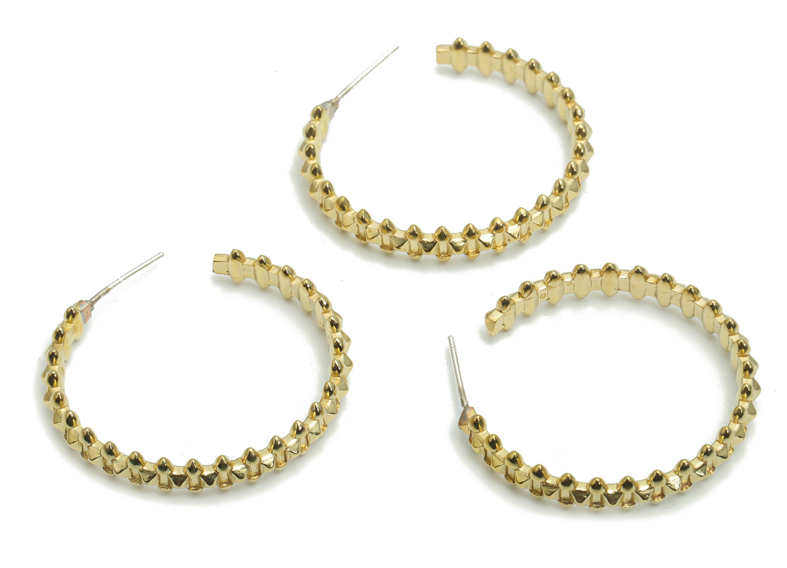 Brass C Bullet Stud - Raw Brass C Bullet Post - Open Hoop Stud - Silver Plated Cupronickel - Jewelry Supplies - 30.84x29.62x2.34mm - PP5135 - DOMEDBAZAAR