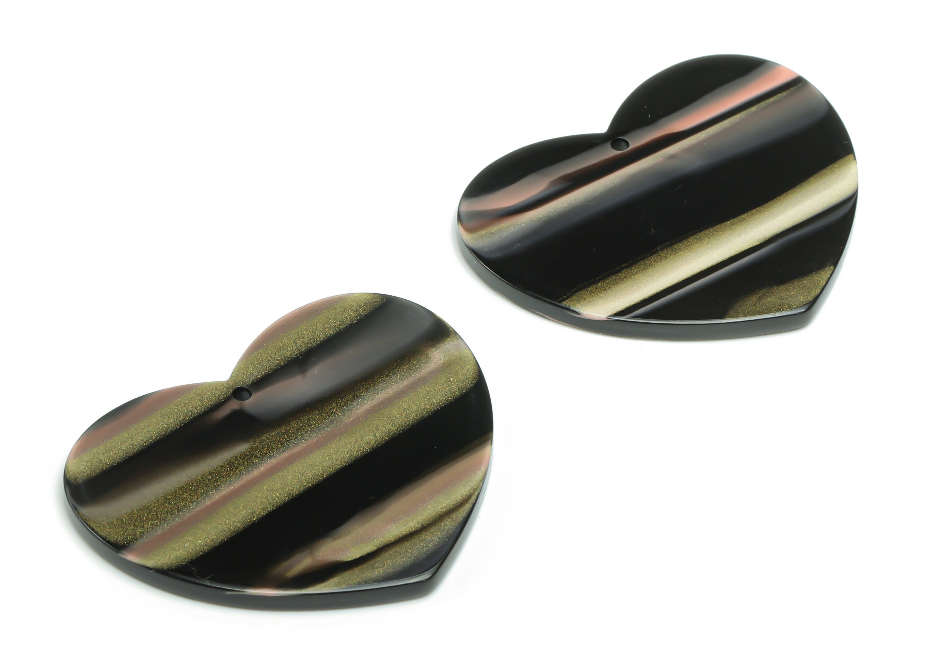 Acrylic Heart Earring Charms - Acrylic Heart Pendant - Jewelry Making Supplies - Color Code: A780 - 38.51x31.33x2.47mm - AC2380-A780 - DOMEDBAZAAR