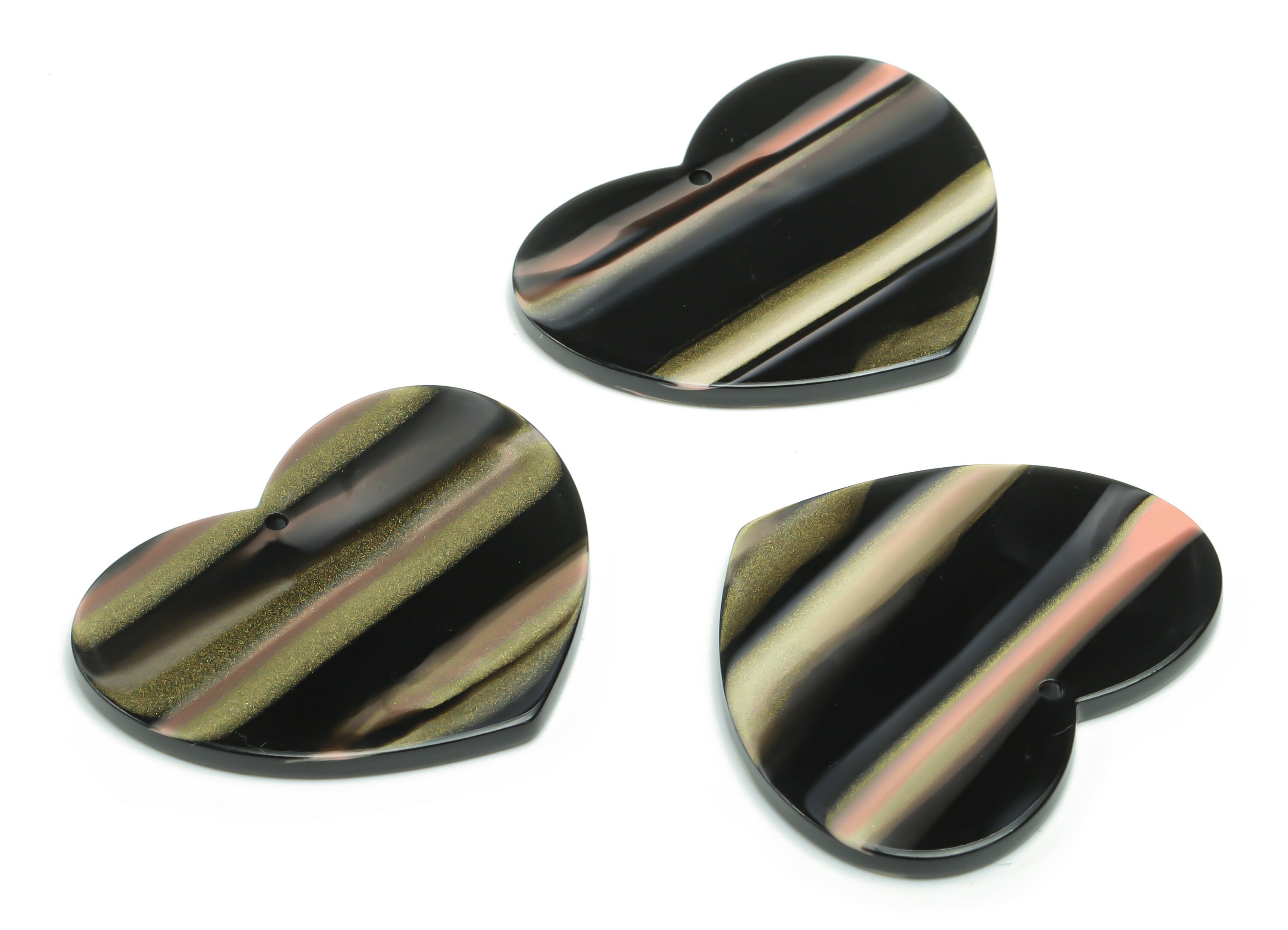 Acrylic Heart Earring Charms - Acrylic Heart Pendant - Jewelry Making Supplies - Color Code: A780 - 38.51x31.33x2.47mm - AC2380-A780 - DOMEDBAZAAR