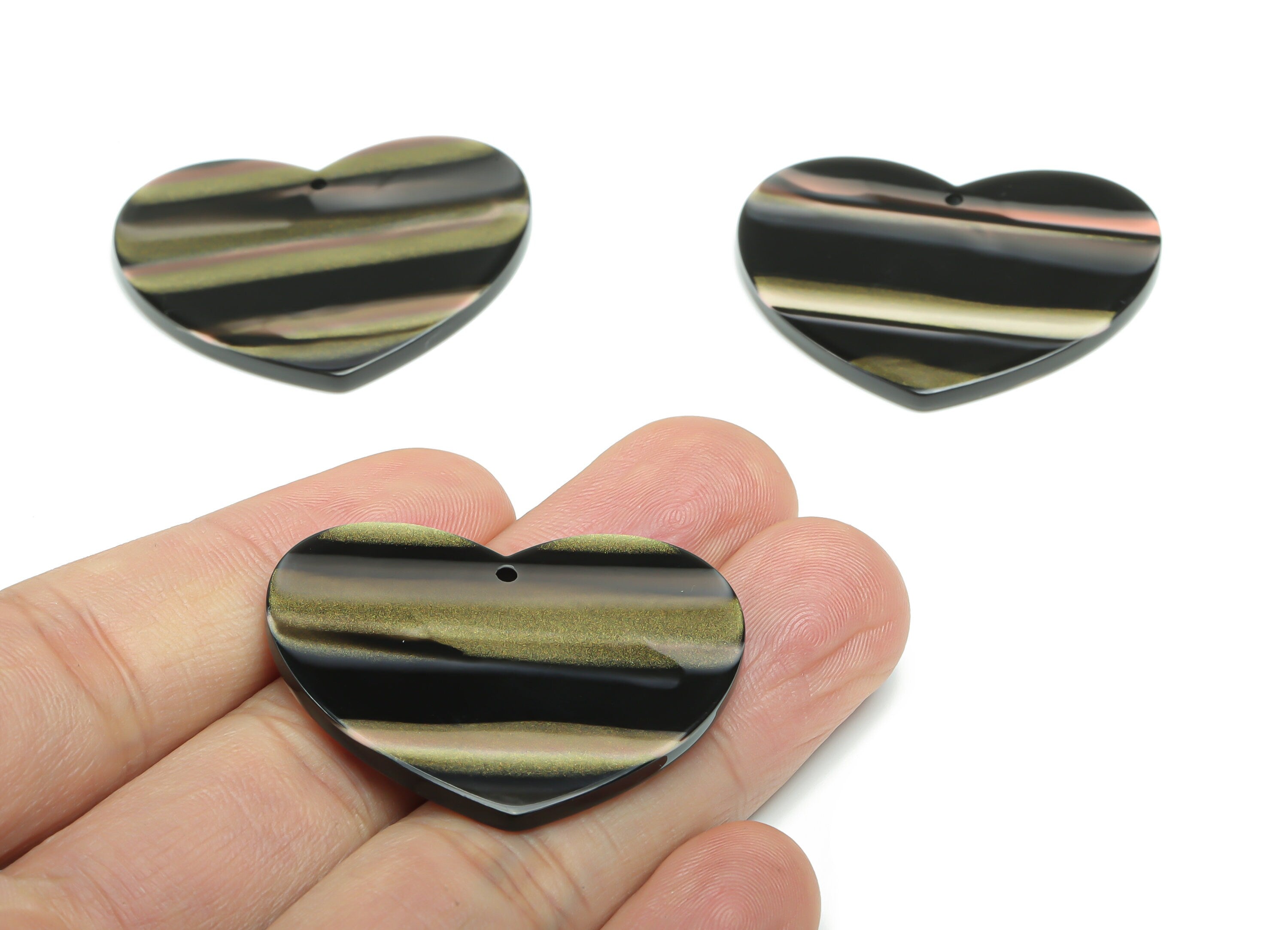 Acrylic Heart Earring Charms - Acrylic Heart Pendant - Jewelry Making Supplies - Color Code: A780 - 38.51x31.33x2.47mm - AC2380-A780 - DOMEDBAZAAR