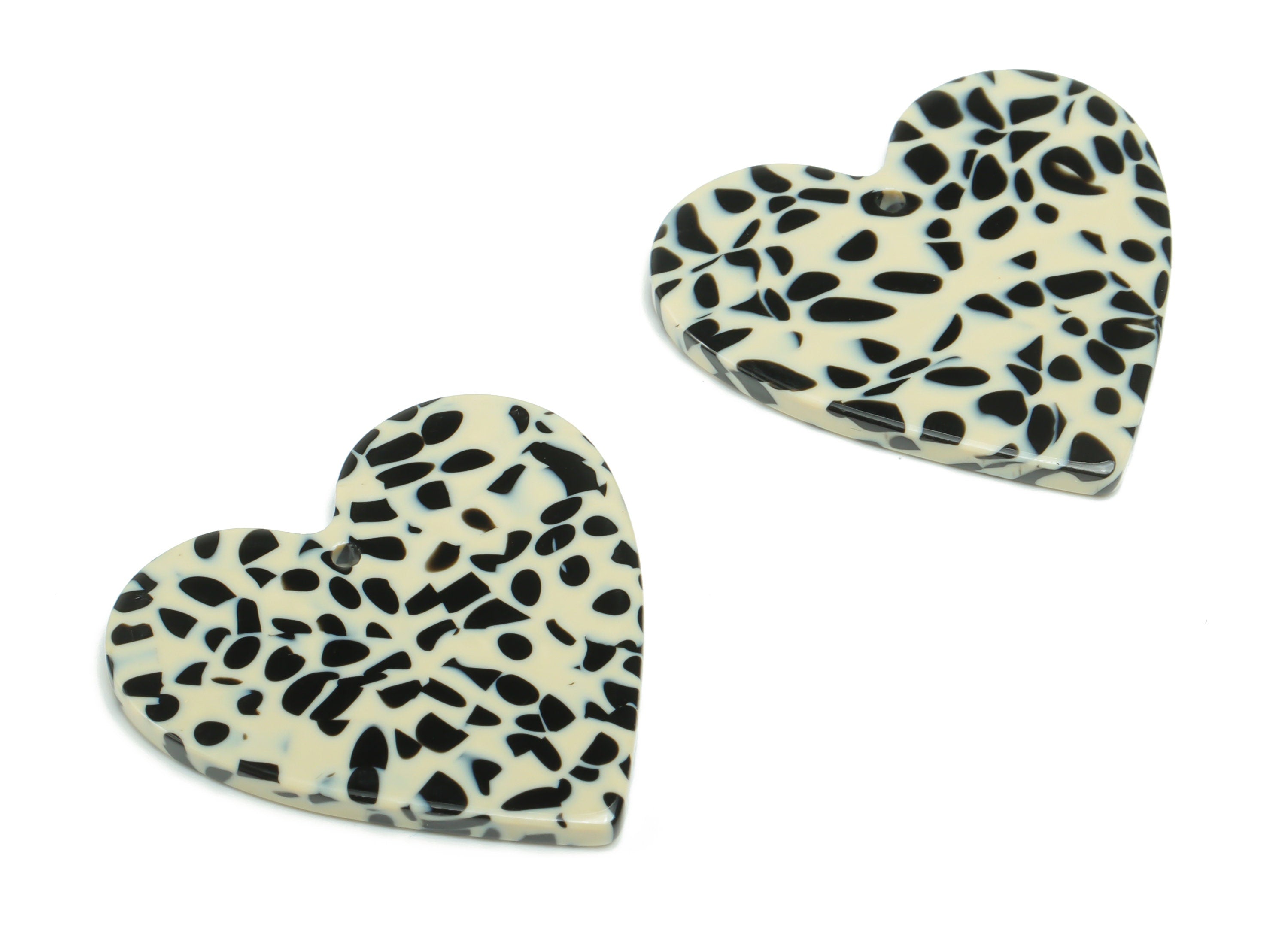 Acetate Heart Earring Charms - Acetate Heart Pendant - Jewelry Making Supplies - Color Code: A785 - 31.91x31.22x2.43mm - AC1431-A785 - DOMEDBAZAAR