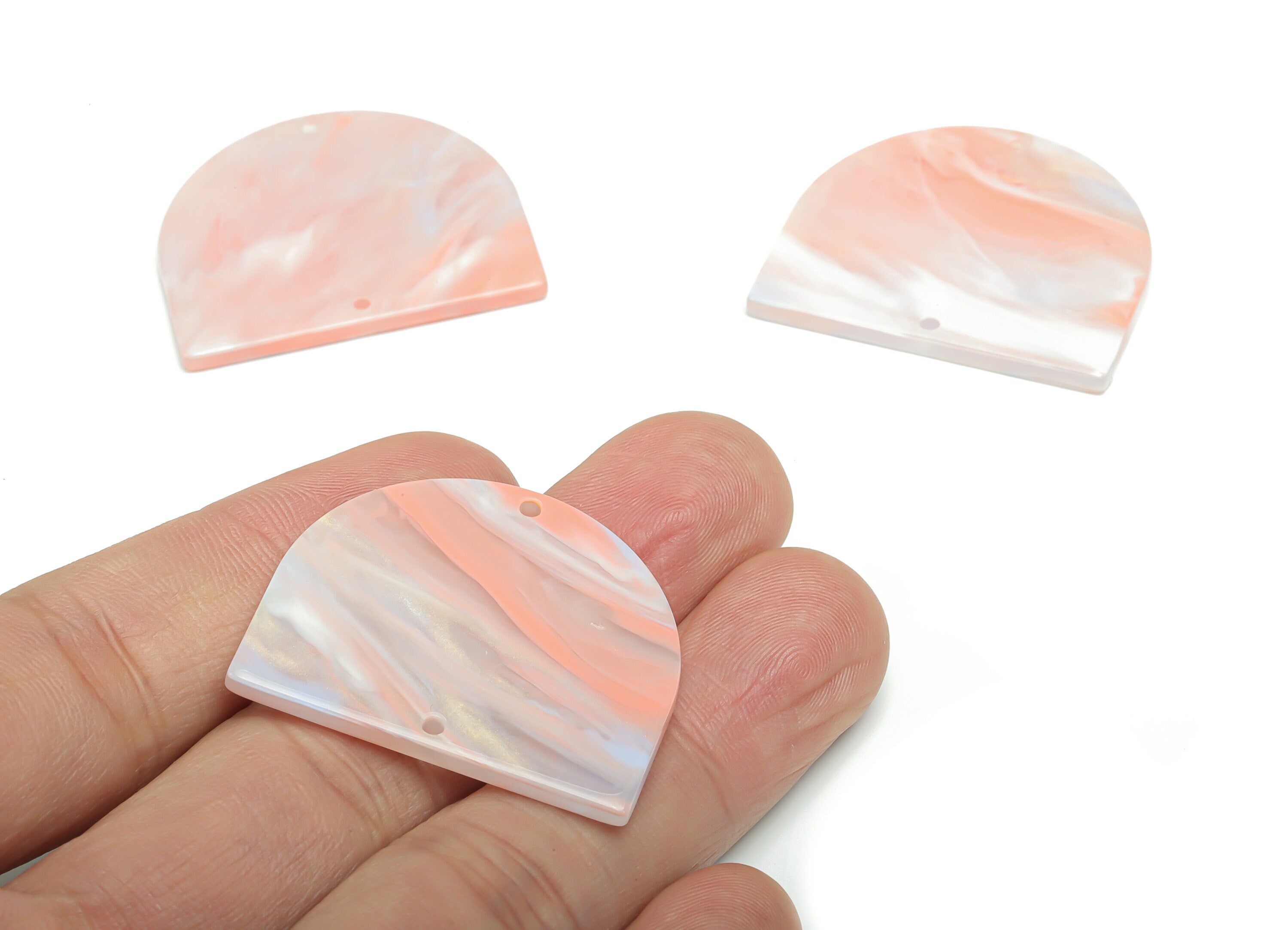 Acrylic D Earring Connector - Acrylic Semi circle Pendant - Jewelry Making Supplies - Color Code: A782 - 34.15x29.03x2.43mm - AC1634-A782 - DOMEDBAZAAR