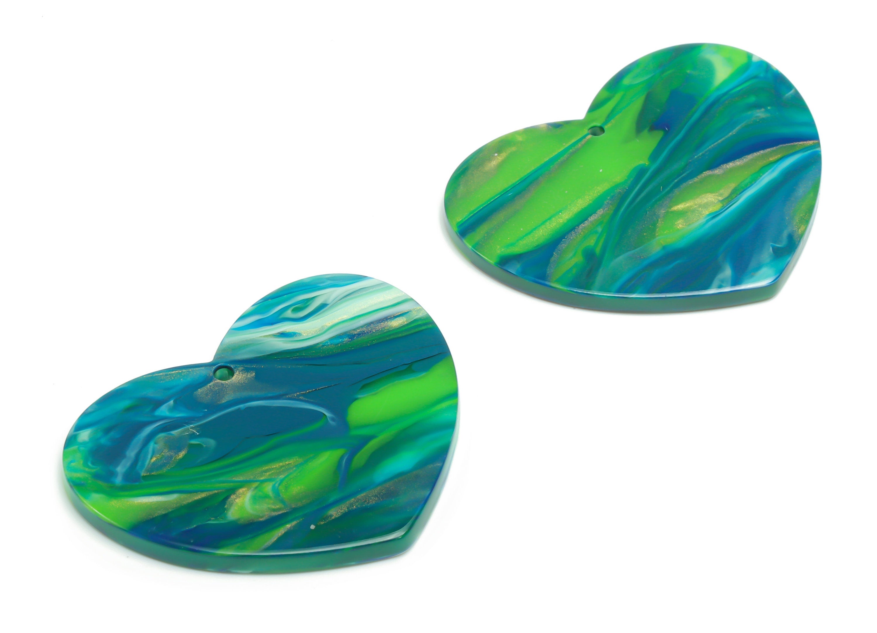 Acrylic Heart Earring Charms - Acrylic Heart Pendant - Jewelry Making Supplies - Color Code: A775 - 38.72x31.47x2.65mm - AC2380-A775 - DOMEDBAZAAR