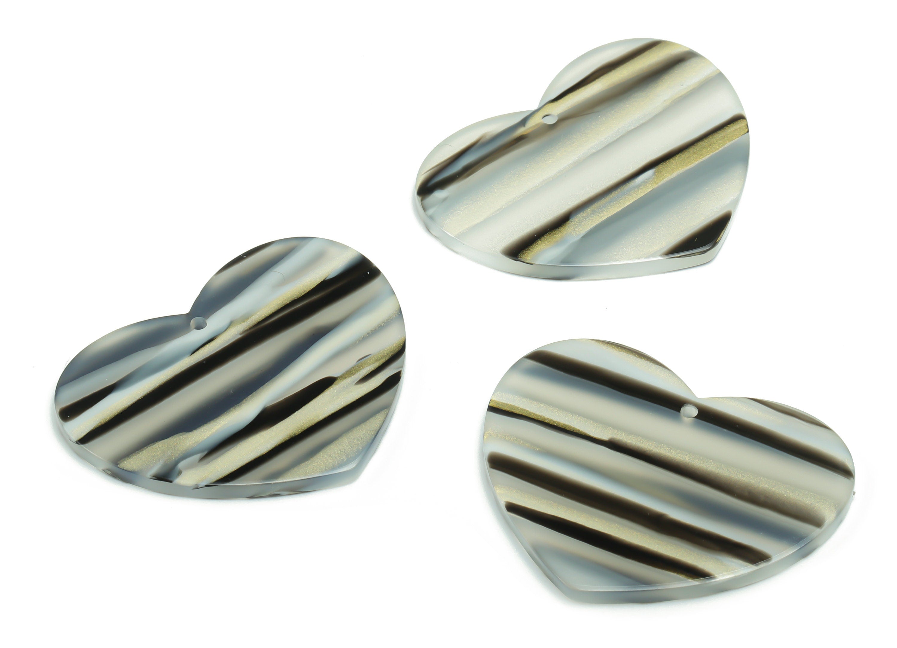 Acrylic Heart Earring Charms - Acrylic Heart Pendant - Jewelry Making Supplies - Color Code: A773 - 38.44x31.44x2.48mm - AC2380-A773 - DOMEDBAZAAR