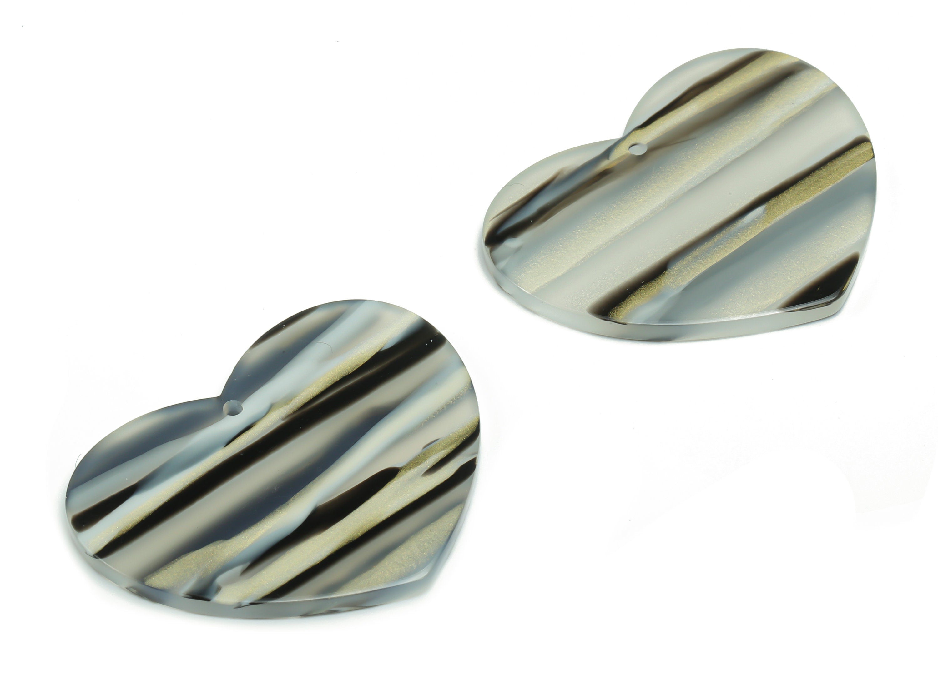 Acrylic Heart Earring Charms - Acrylic Heart Pendant - Jewelry Making Supplies - Color Code: A773 - 38.44x31.44x2.48mm - AC2380-A773 - DOMEDBAZAAR