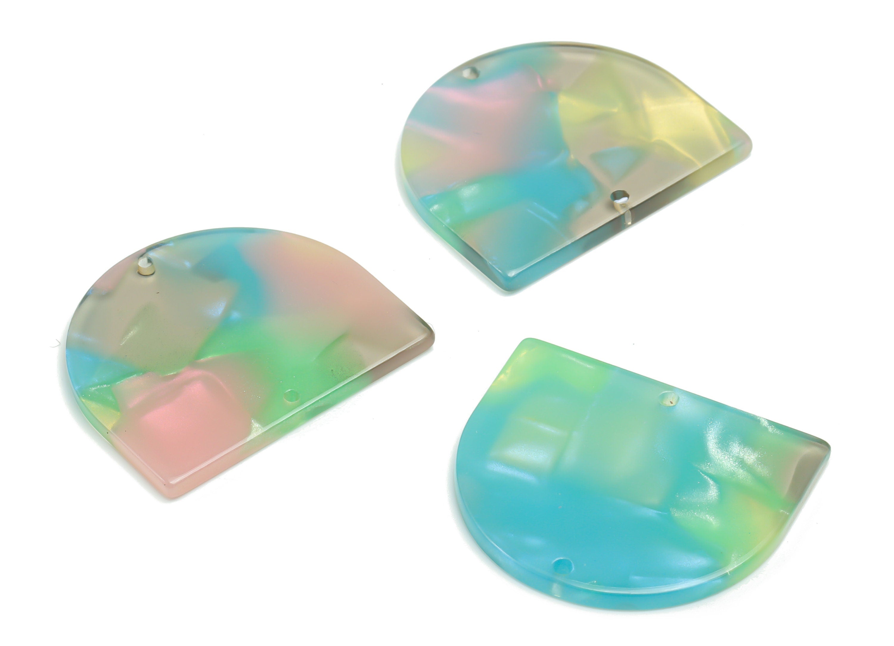 Acetate D Earring Connectors - Acetate Semi circle Pendant - Jewelry Making Supplies - Color Code: A783 - 34.23x29.07x2.6mm - AC1634-A783 - DOMEDBAZAAR