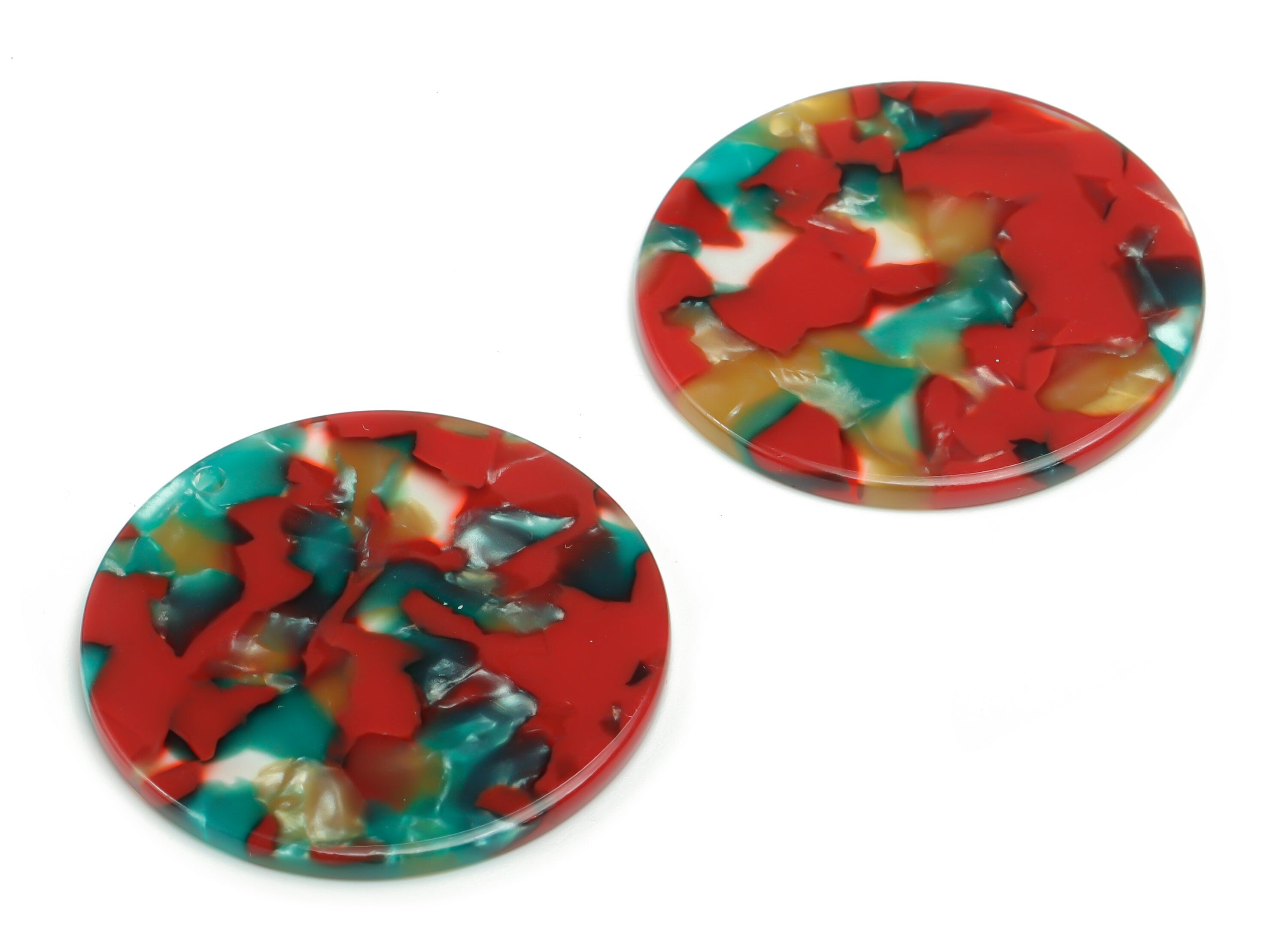 Acetate Round Earring Charms - Acetate Circle Pendant - Jewelry Making Supplies - Color Code:A46 - 36.71x36.6x2.38mm - AC1549-A46 - DOMEDBAZAAR