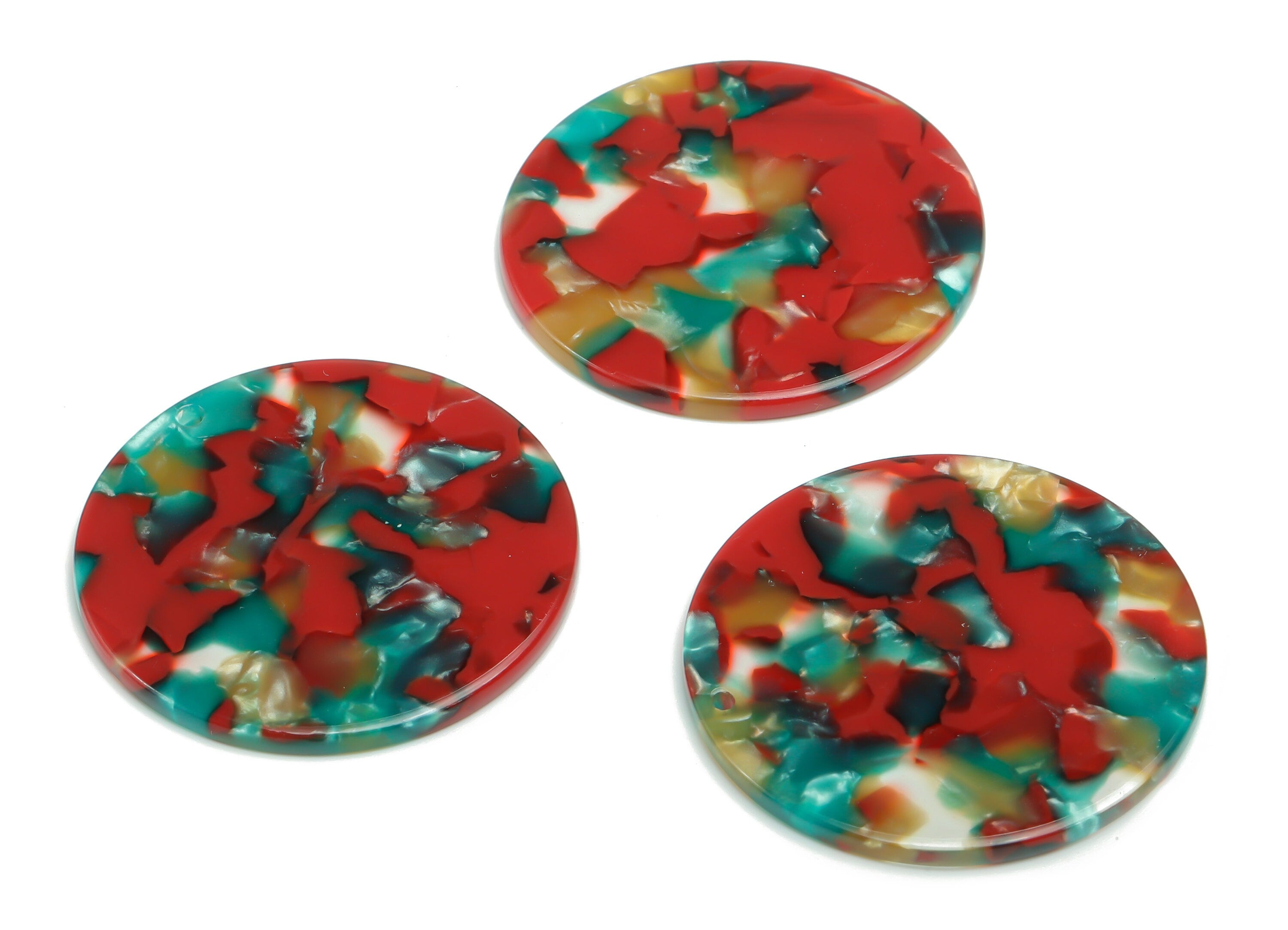 Acetate Round Earring Charms - Acetate Circle Pendant - Jewelry Making Supplies - Color Code:A46 - 36.71x36.6x2.38mm - AC1549-A46 - DOMEDBAZAAR