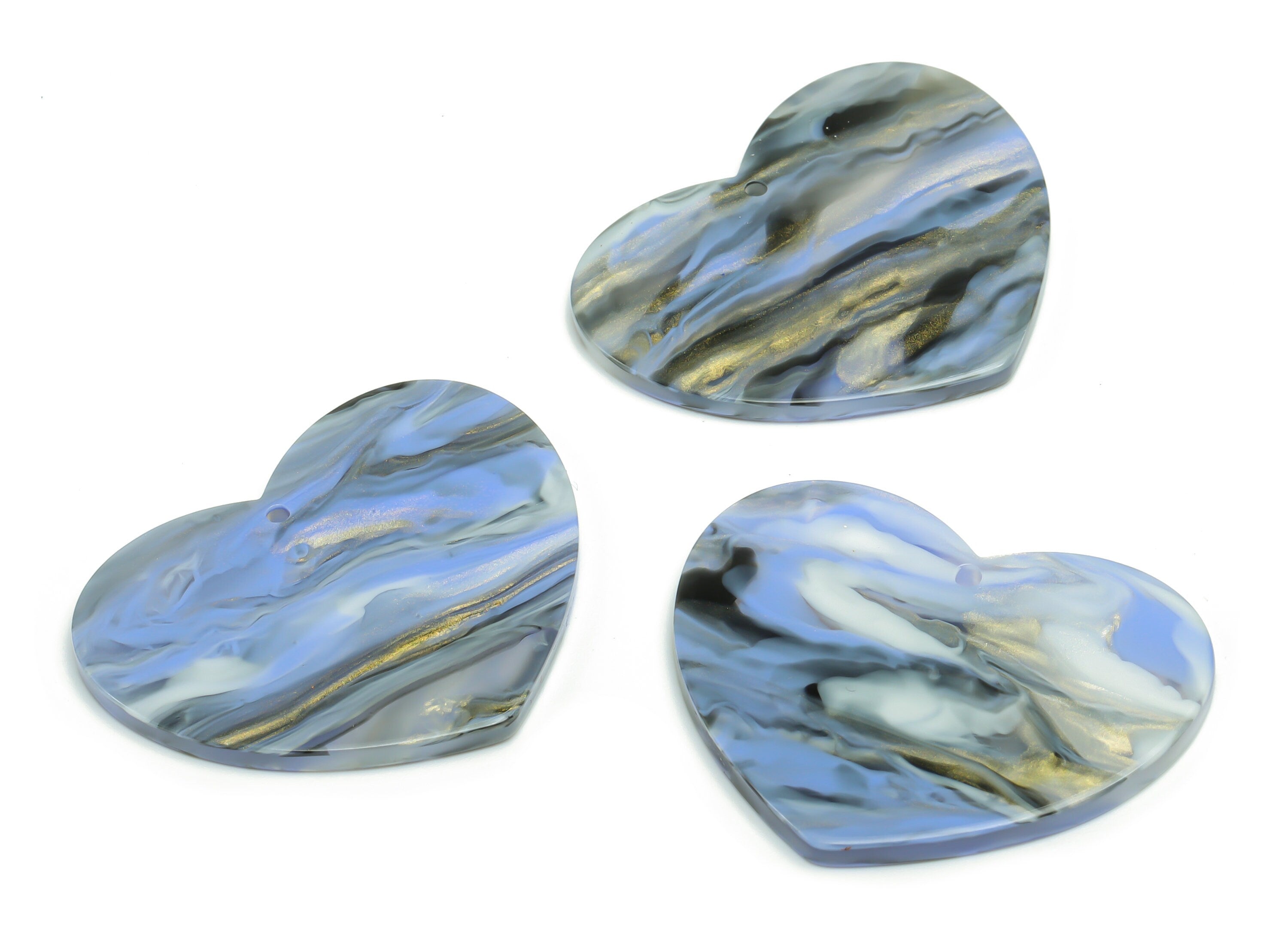 Acrylic Heart Earring Charms - Acrylic Heart Pendant - Jewelry Making Supplies - Color Code: A779 - 38.73x31.41x2.37mm - AC2380-A779 - DOMEDBAZAAR