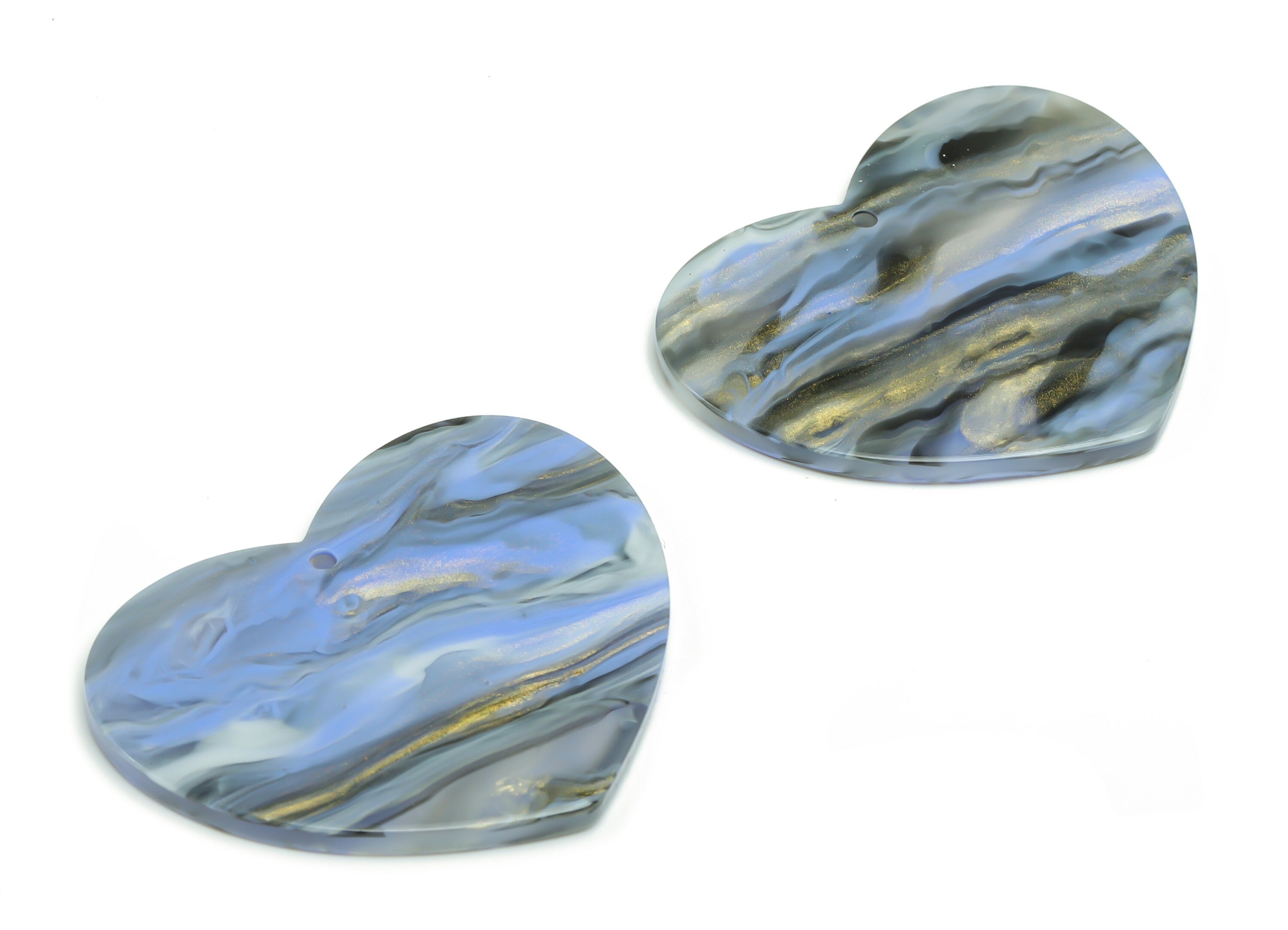 Acrylic Heart Earring Charms - Acrylic Heart Pendant - Jewelry Making Supplies - Color Code: A779 - 38.73x31.41x2.37mm - AC2380-A779 - DOMEDBAZAAR