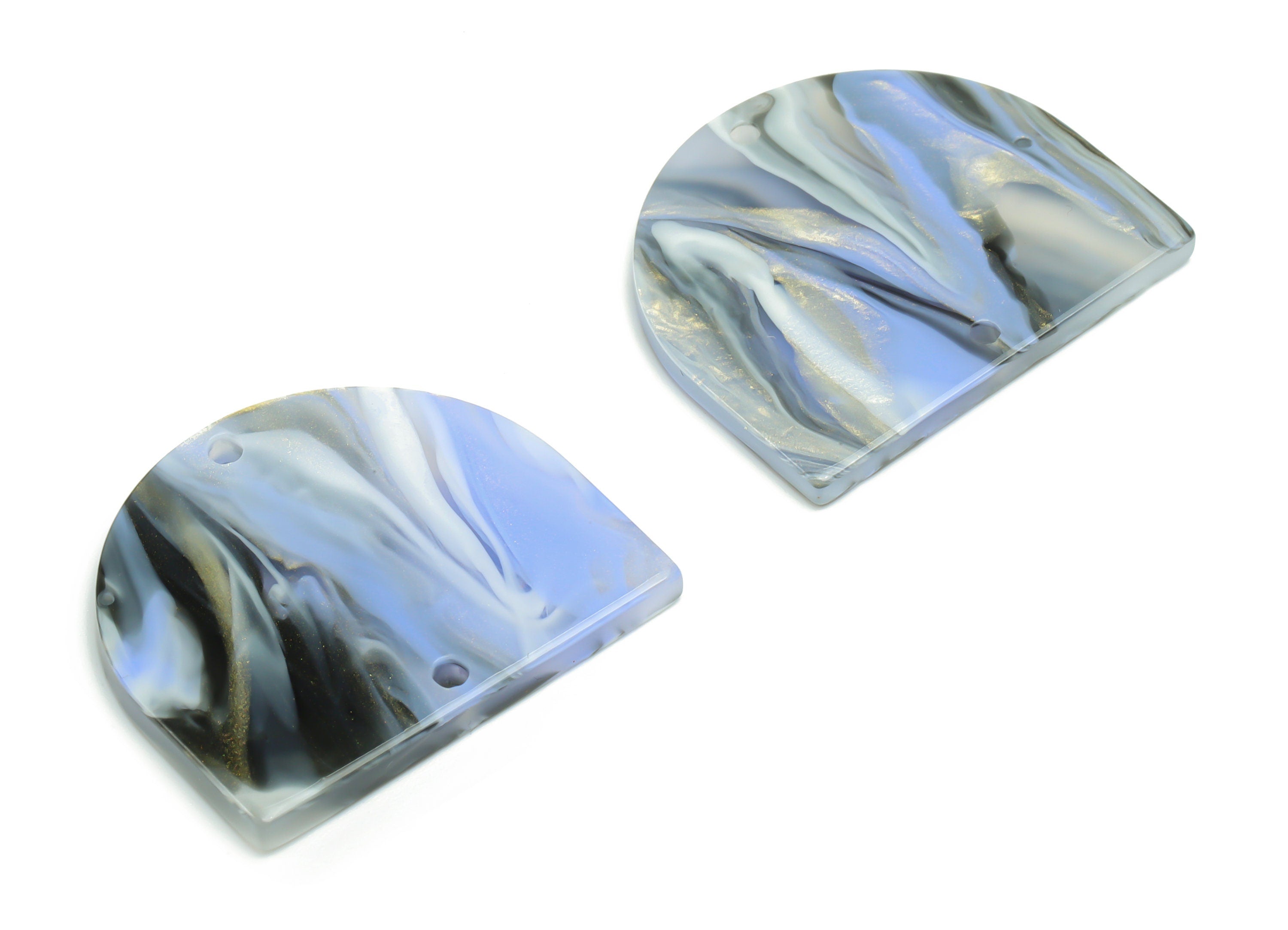 Acrylic Domed Earring Connector - Acrylic D Charms and Pendant - 2 Holes - Jewelry Supplies - Color Code:A779 - 27.71x24x2.4mm - AC1323-A779 - DOMEDBAZAAR